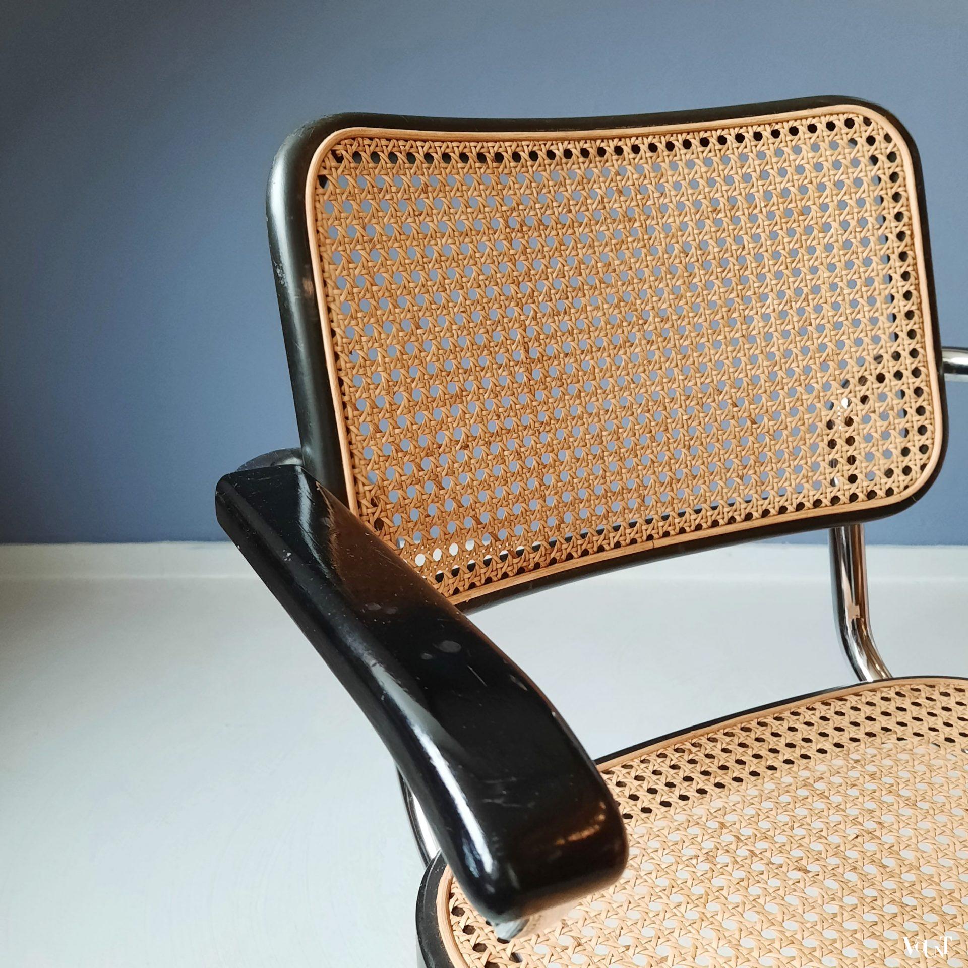 Zwarte S64 stoel, Marcel Breuer voor Thonet, 1984