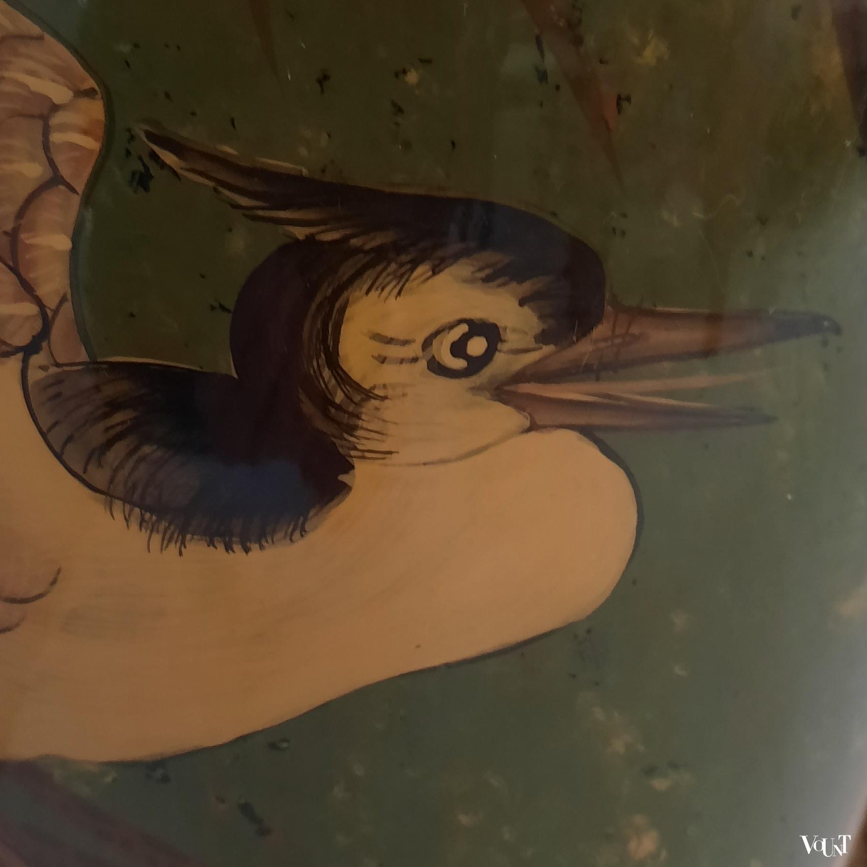 Vaaslamp Aziatische stijl met vogels, jaren '80