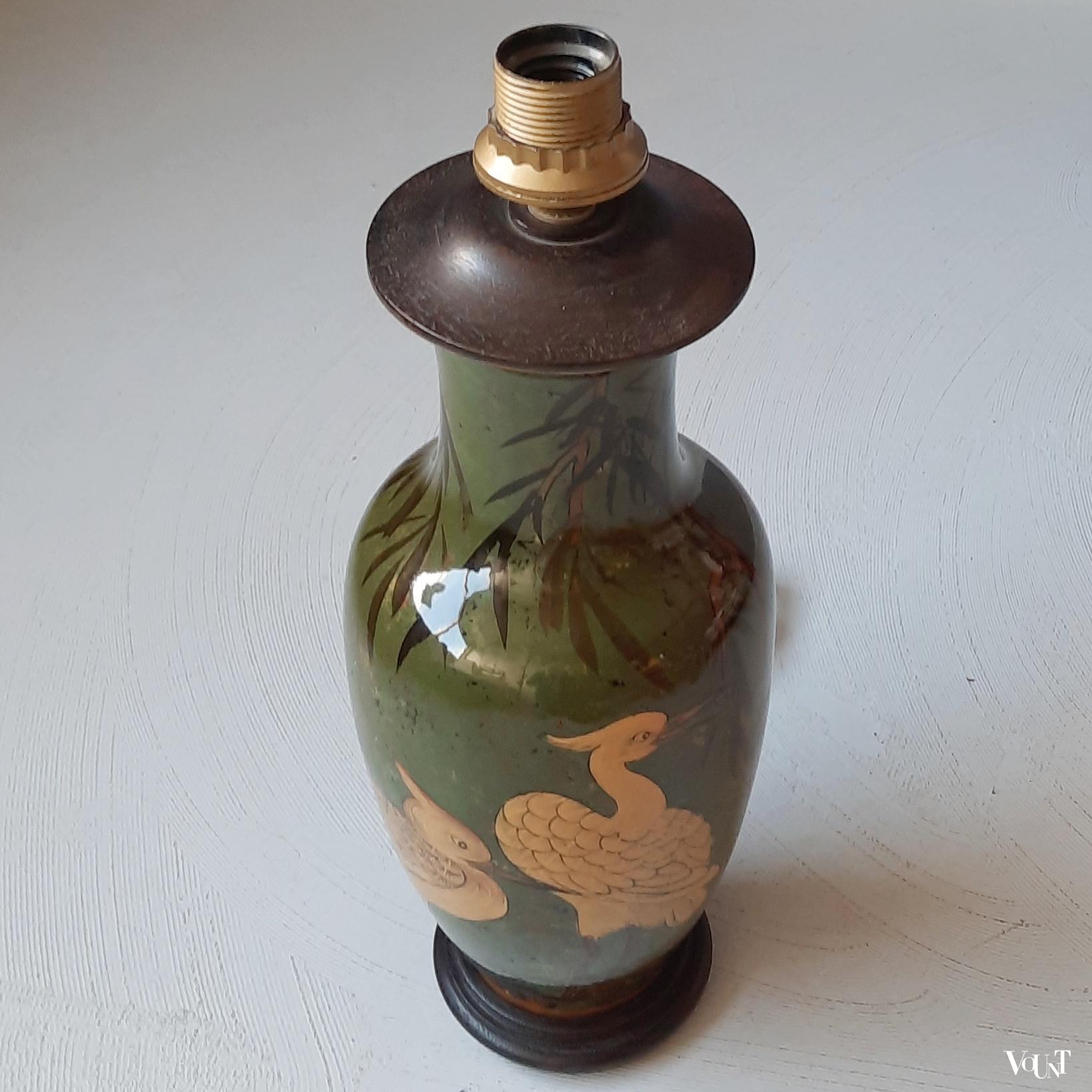 Vaaslamp Aziatische stijl met vogels, jaren '80