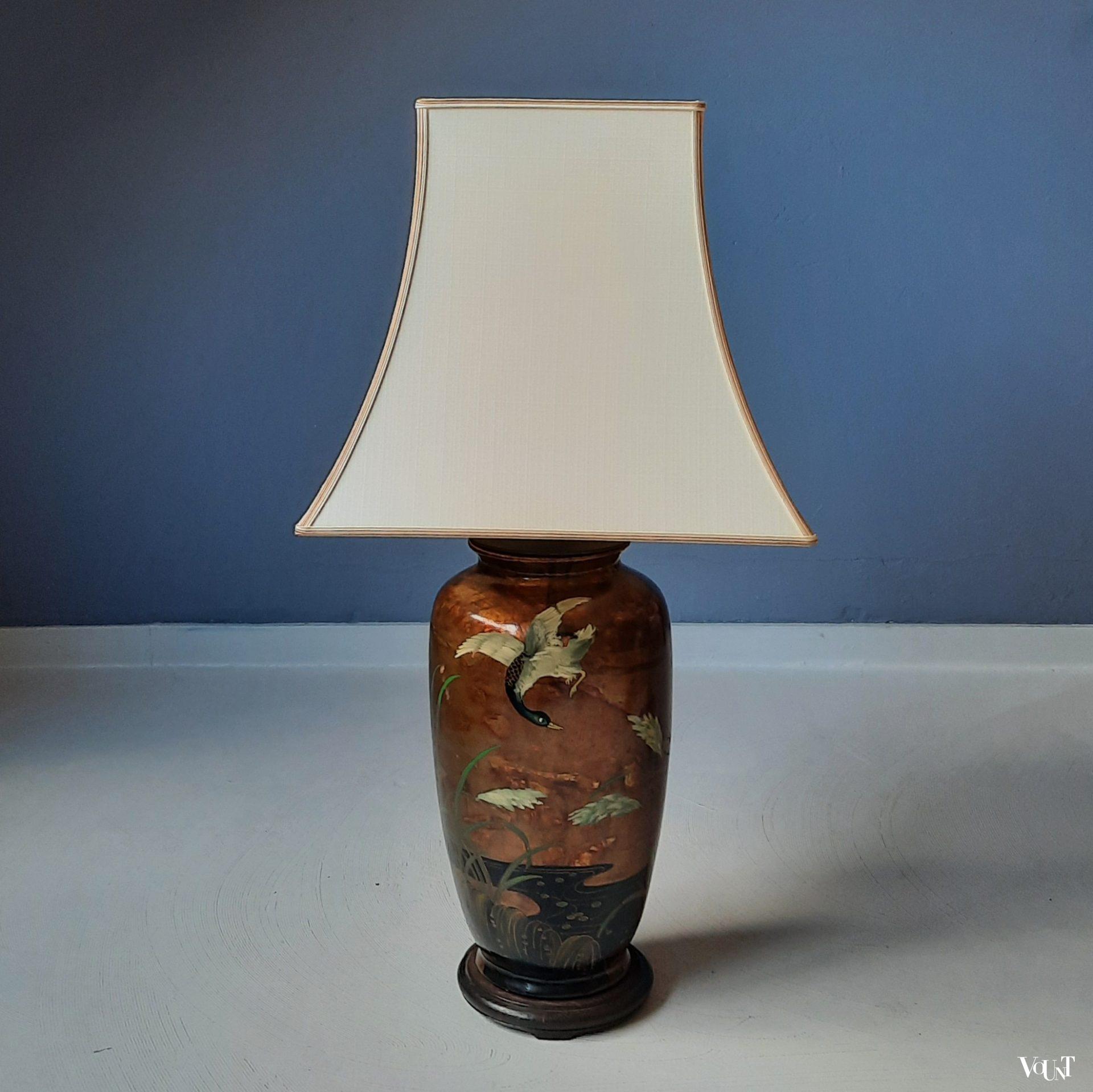 Vaaslamp Aziatische stijl met eenden, jaren '80