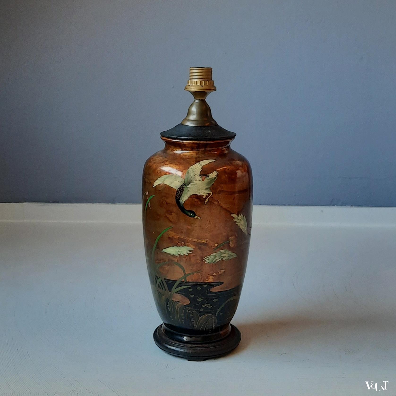 Vaaslamp Aziatische stijl met eenden, jaren '80