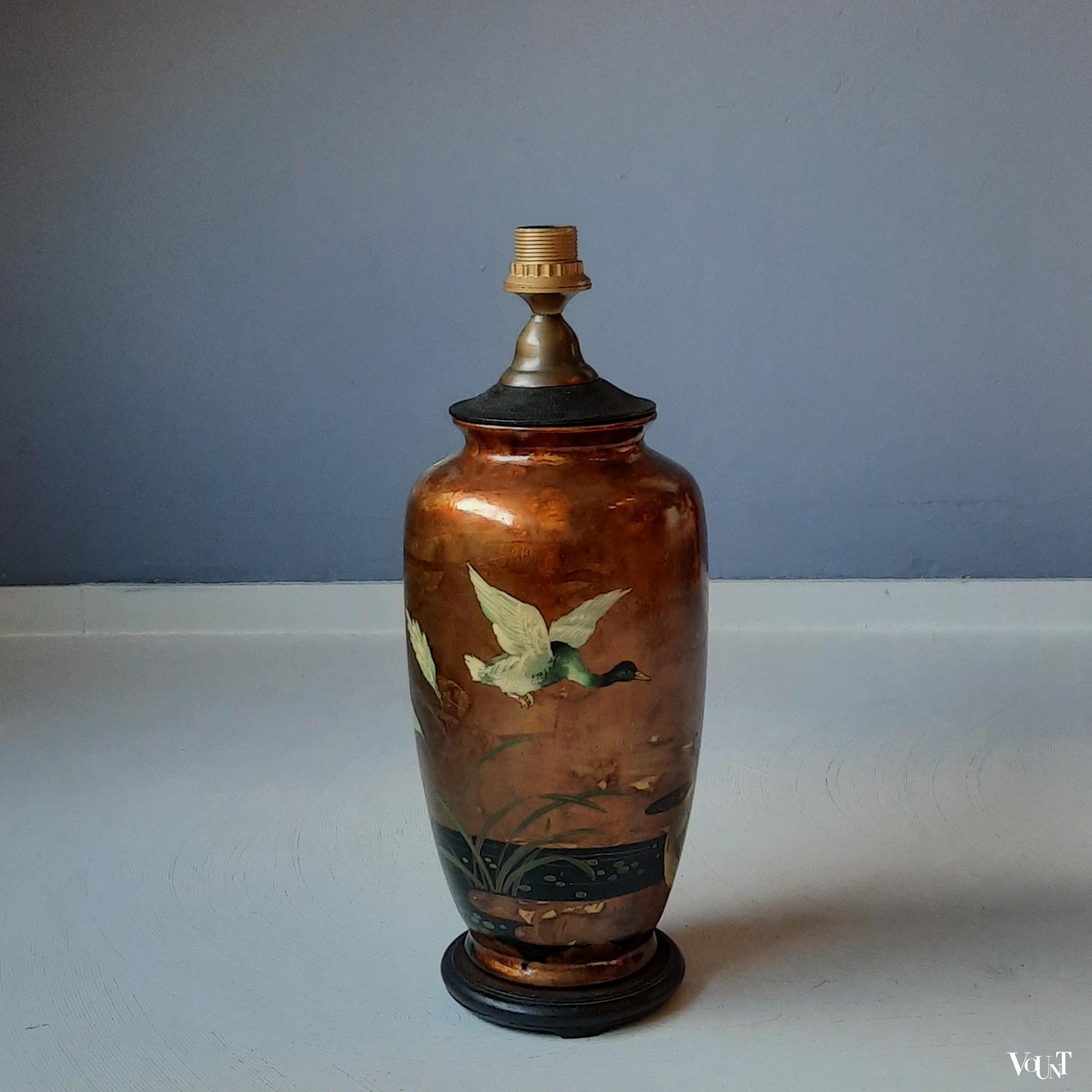 Vaaslamp Aziatische stijl met eenden, jaren '80