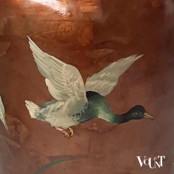 Vaaslamp Aziatische stijl met eenden, jaren '80