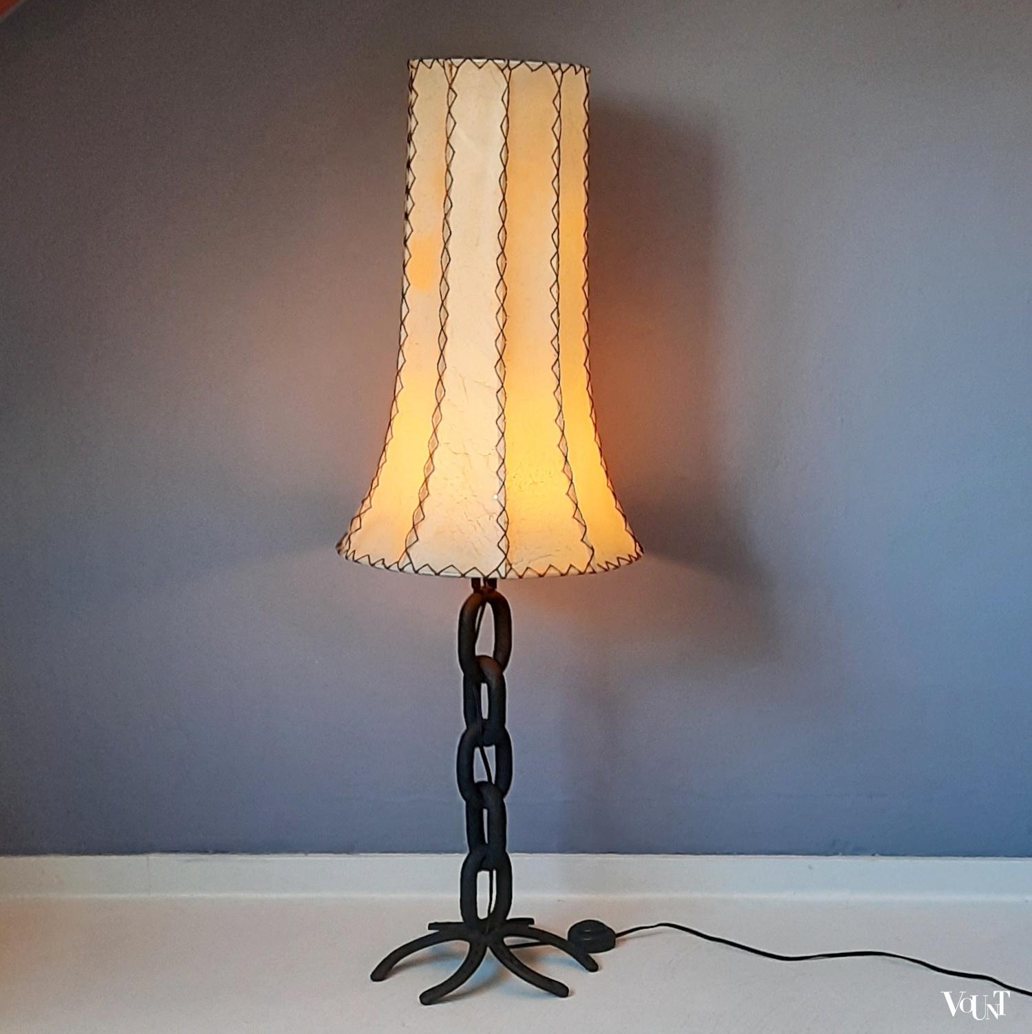 Brutalist chain link vloerlamp, jaren '60