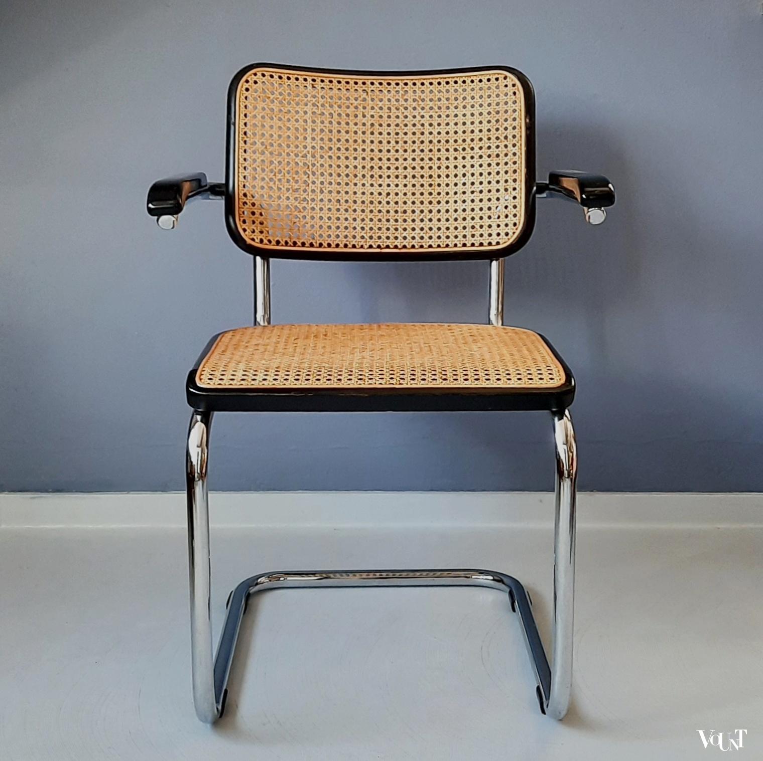 Zwarte S64 stoel, Marcel Breuer voor Thonet, 1978