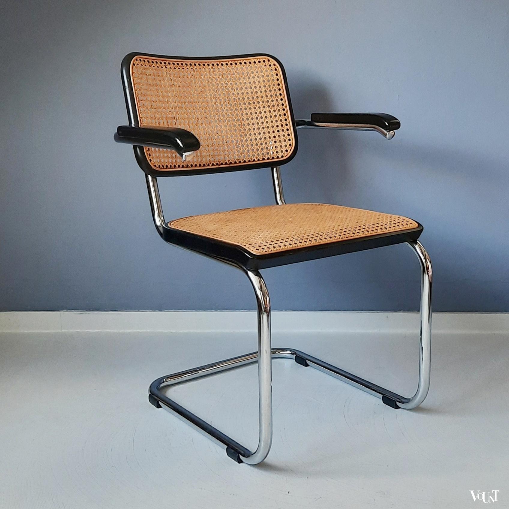 Zwarte S64 stoel, Marcel Breuer voor Thonet, 1978