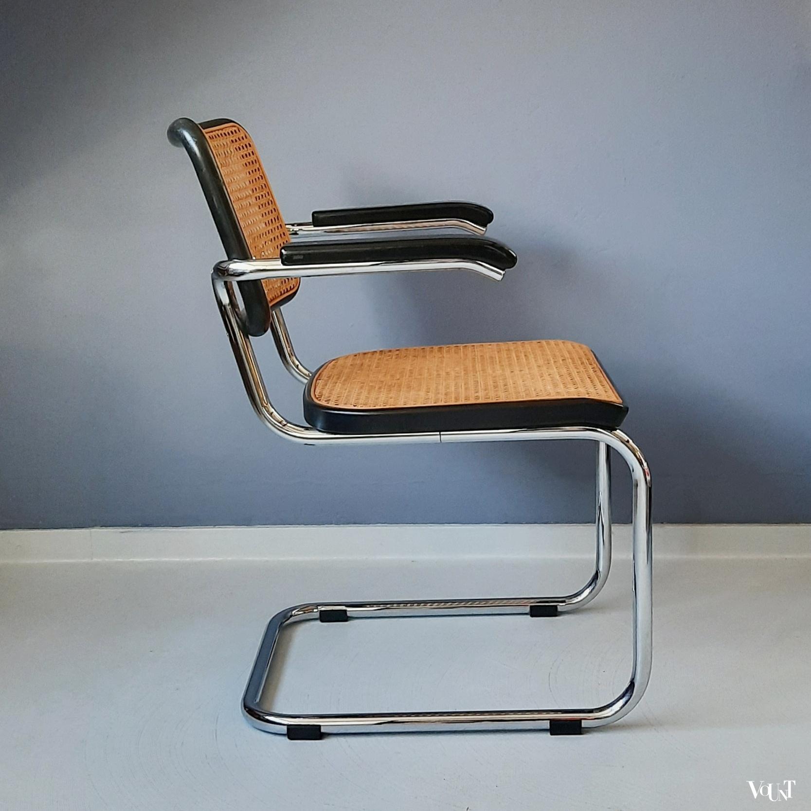 Zwarte S64 stoel, Marcel Breuer voor Thonet, 1978