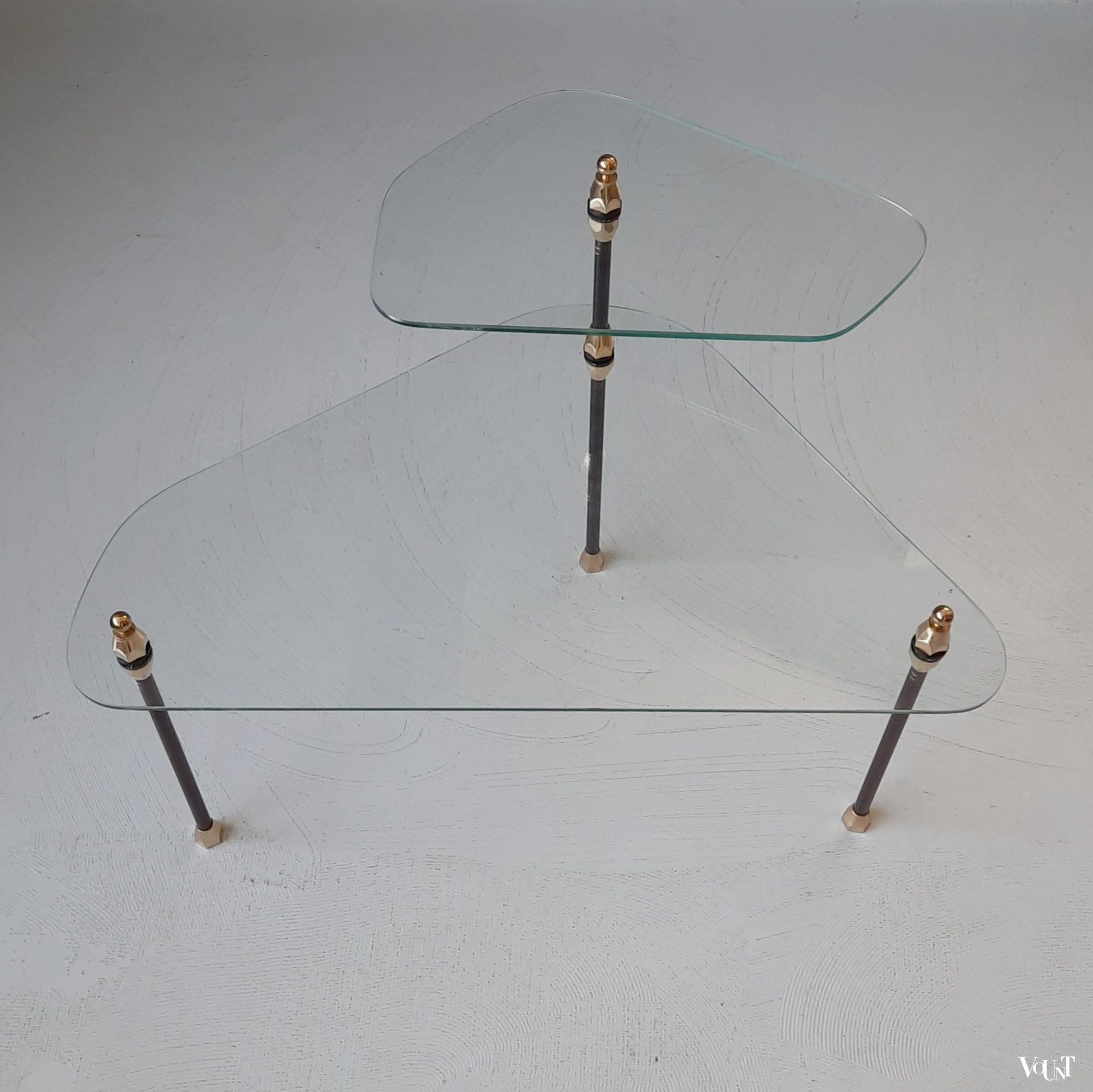 Glazen etagère-tafeltje, Créations Henry (Lyon), Frankrijk, jaren '50