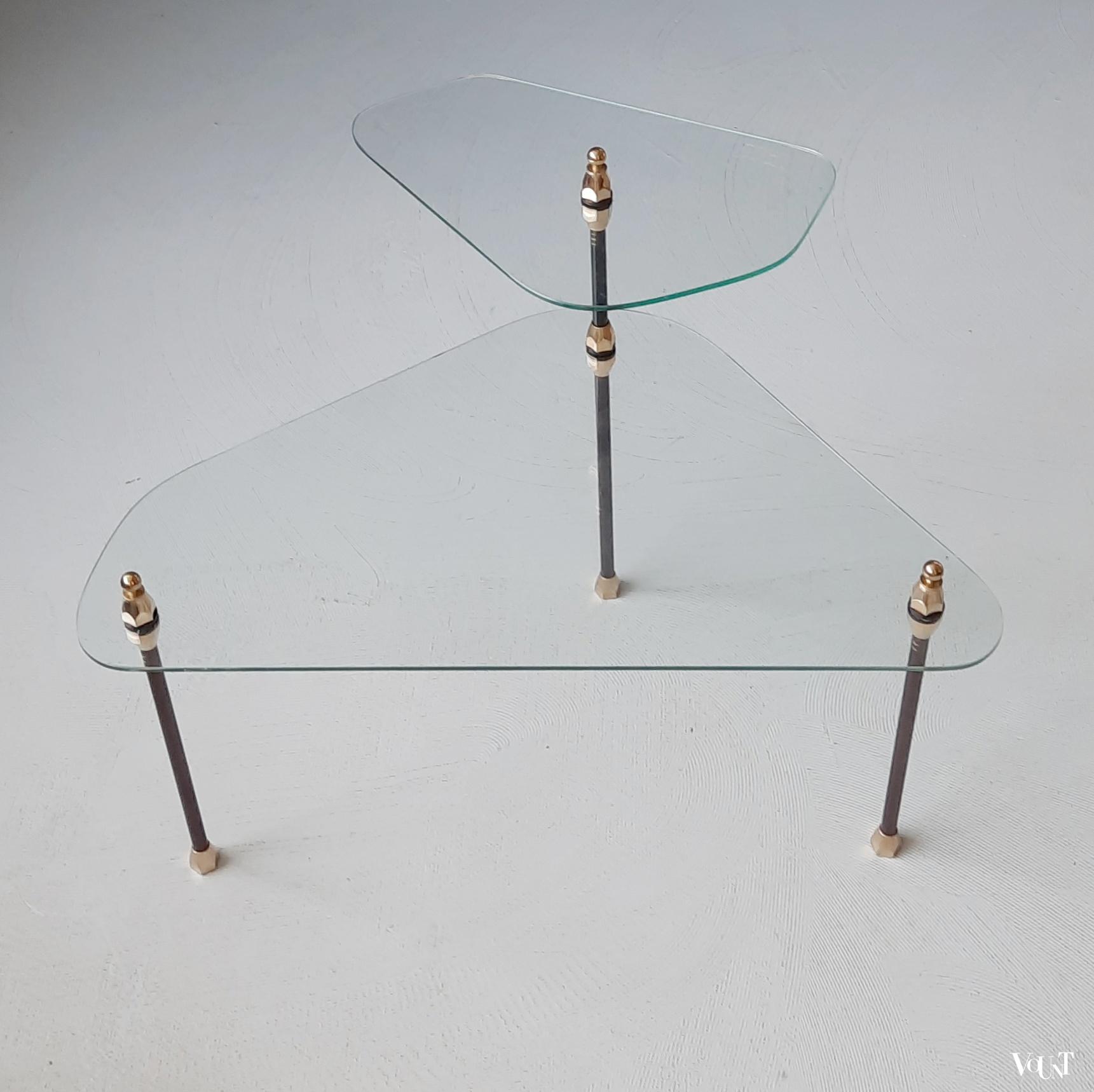 Glazen etagère-tafeltje, Créations Henry (Lyon), Frankrijk, jaren '50