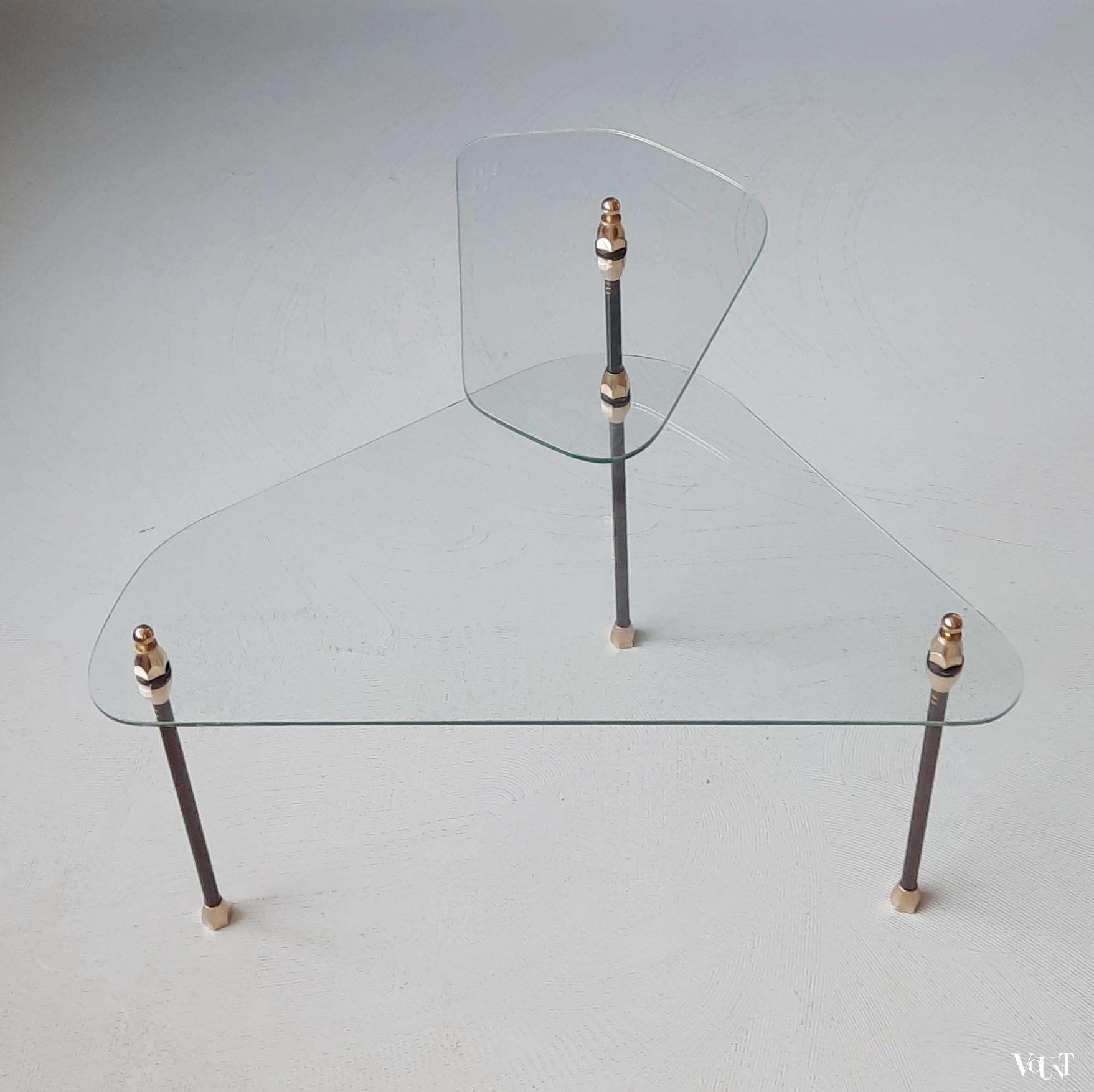 Glazen etagère-tafeltje, Créations Henry (Lyon), Frankrijk, jaren '50