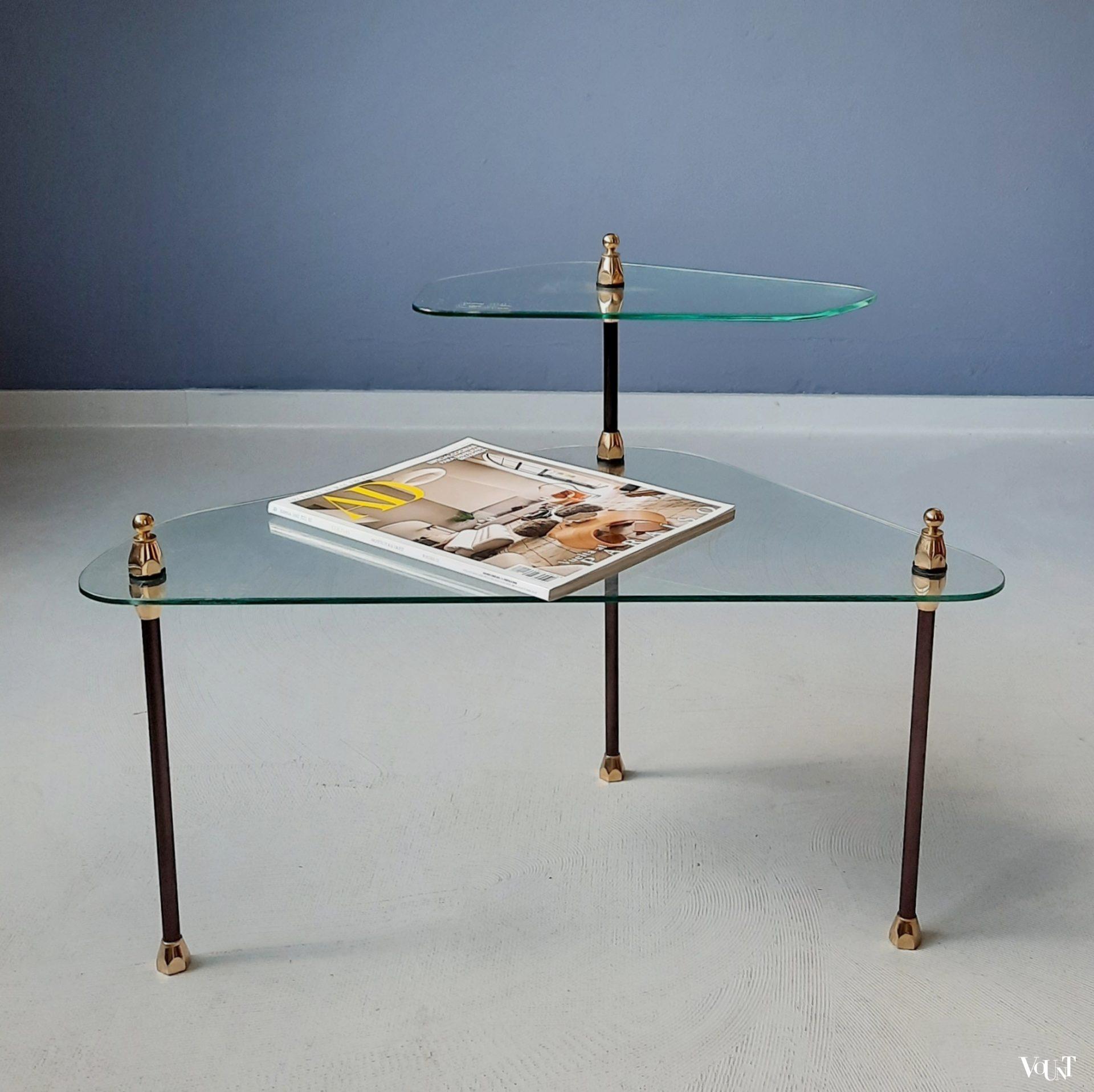 Glazen etagère-tafeltje, Créations Henry (Lyon), Frankrijk, jaren '50