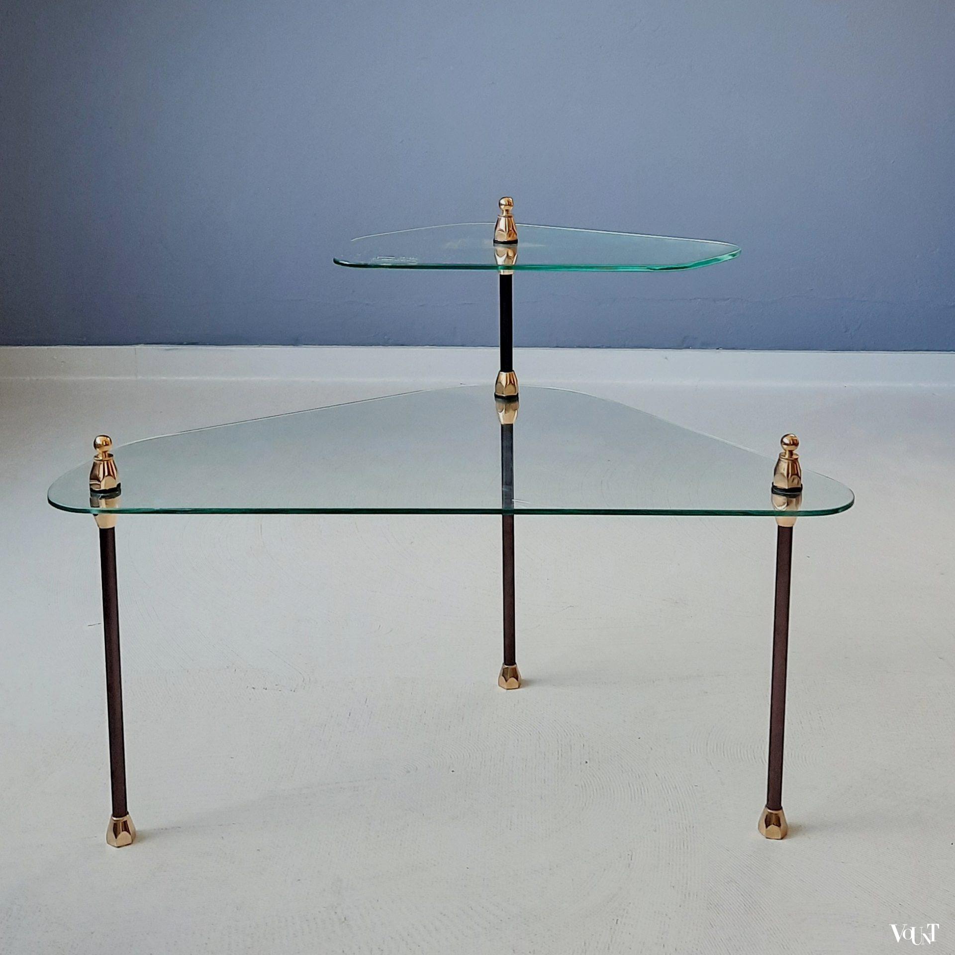 Glazen etagère-tafeltje, Créations Henry (Lyon), Frankrijk, jaren '50