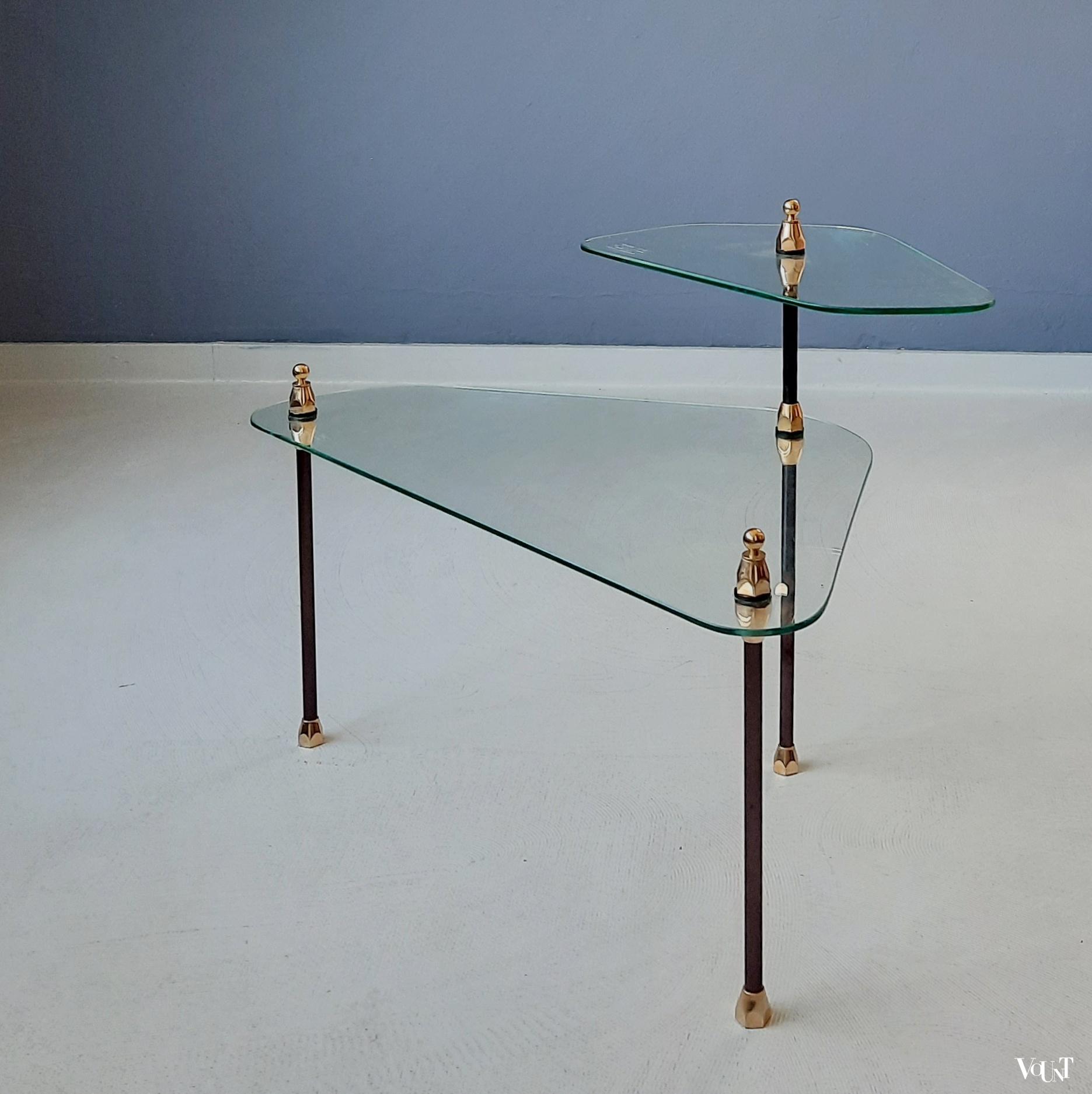 Glazen etagère-tafeltje, Créations Henry (Lyon), Frankrijk, jaren '50