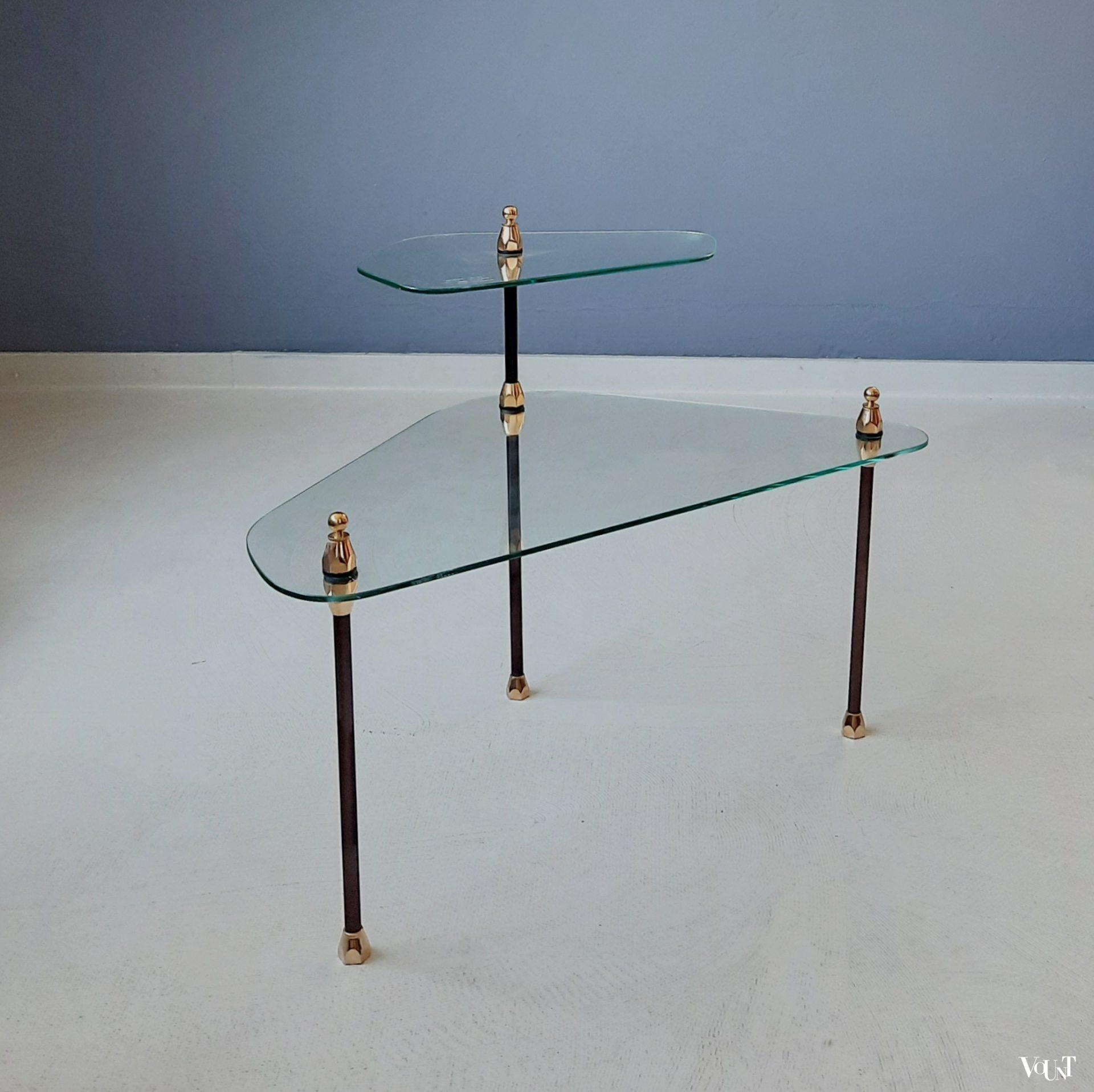 Glazen etagère-tafeltje, Créations Henry (Lyon), Frankrijk, jaren '50