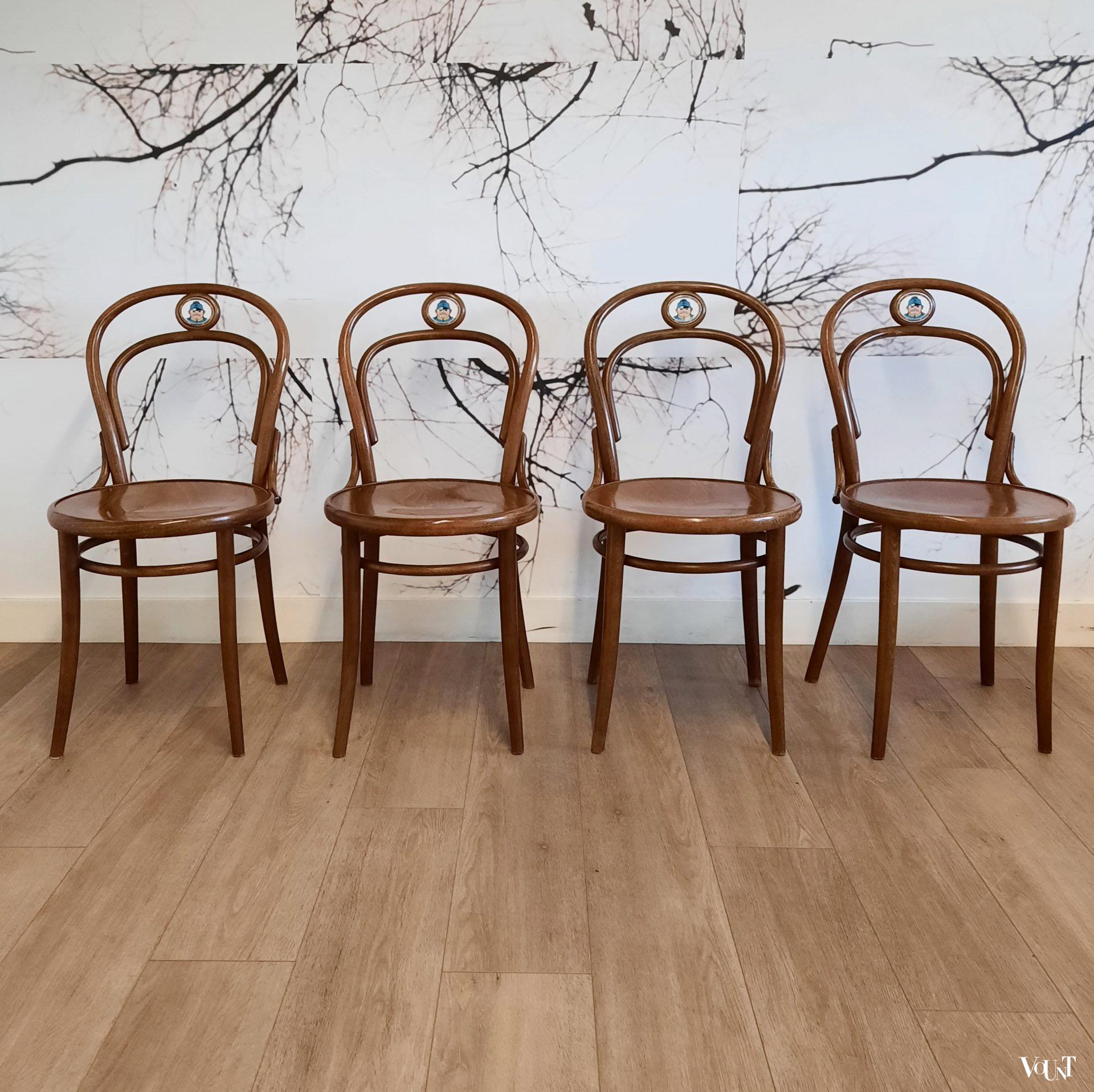 Set van 4 Thonet stoeltjes nr. 14 voor Svejk Restaurant, Ton, jaren '90