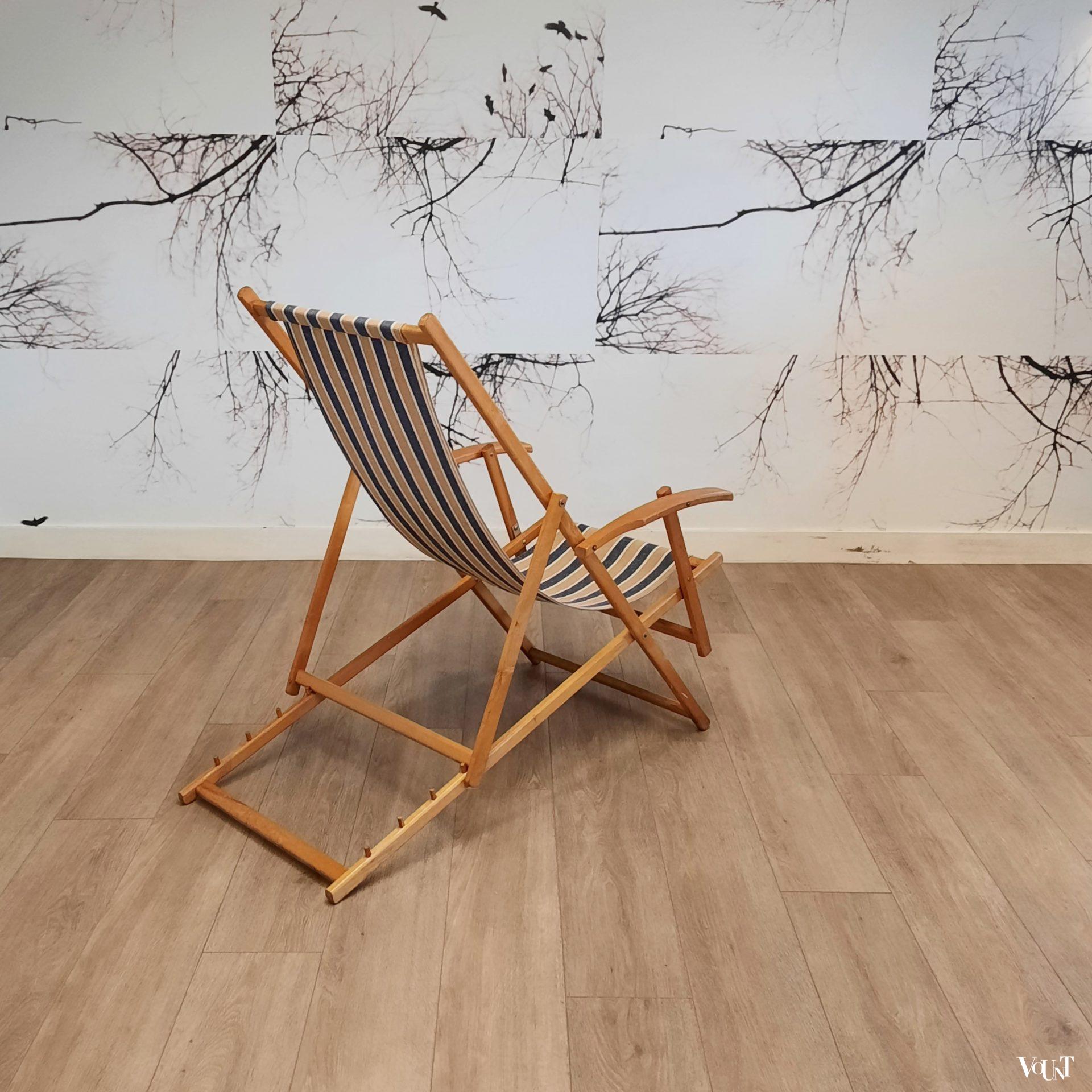 Vintage houten strandstoel, jaren '70