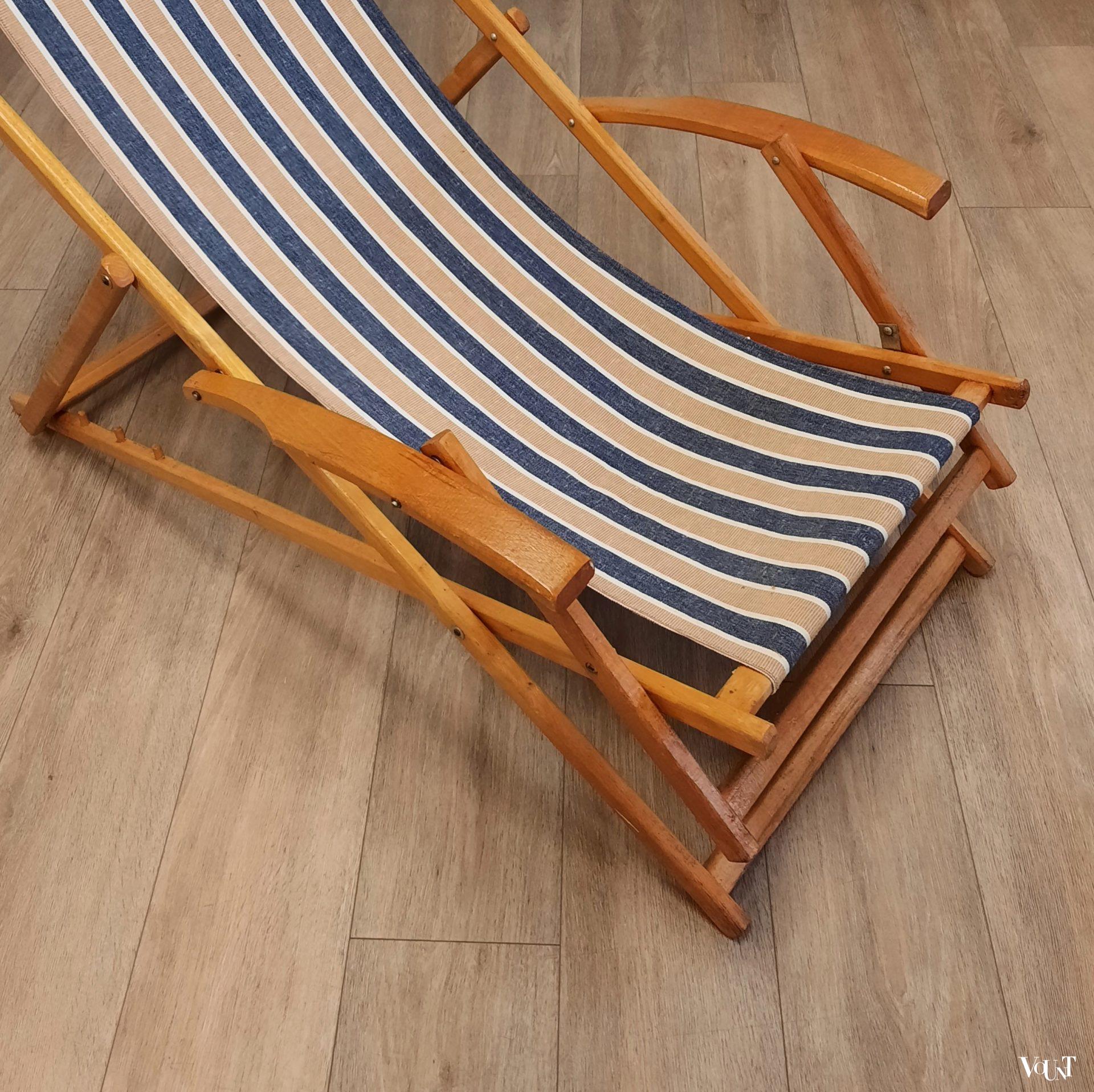 Vintage houten strandstoel, jaren '70