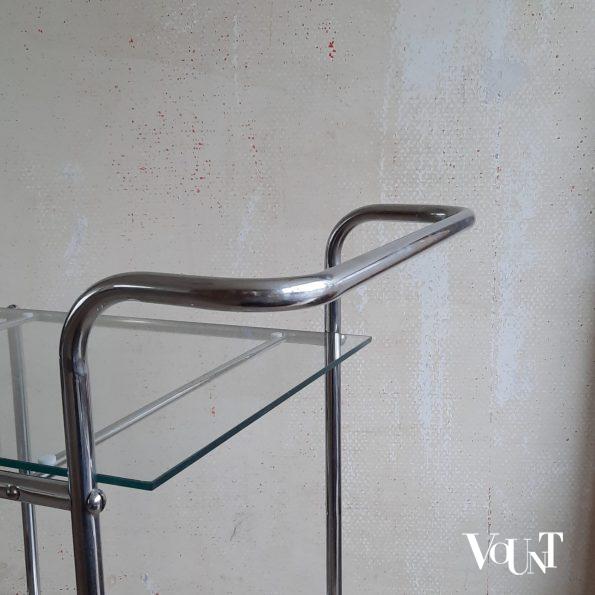 Trolley metaal en glas in Bauhaus stijl, ca. jaren '50