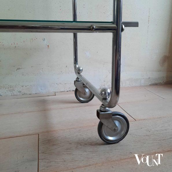 Trolley metaal en glas in Bauhaus stijl, ca. jaren '50