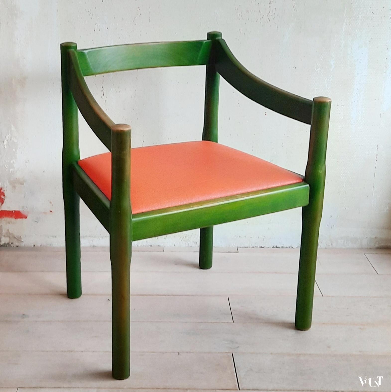 Groene Carimate stoel, Vico Magistretti voor Cassina, jaren '60/'70