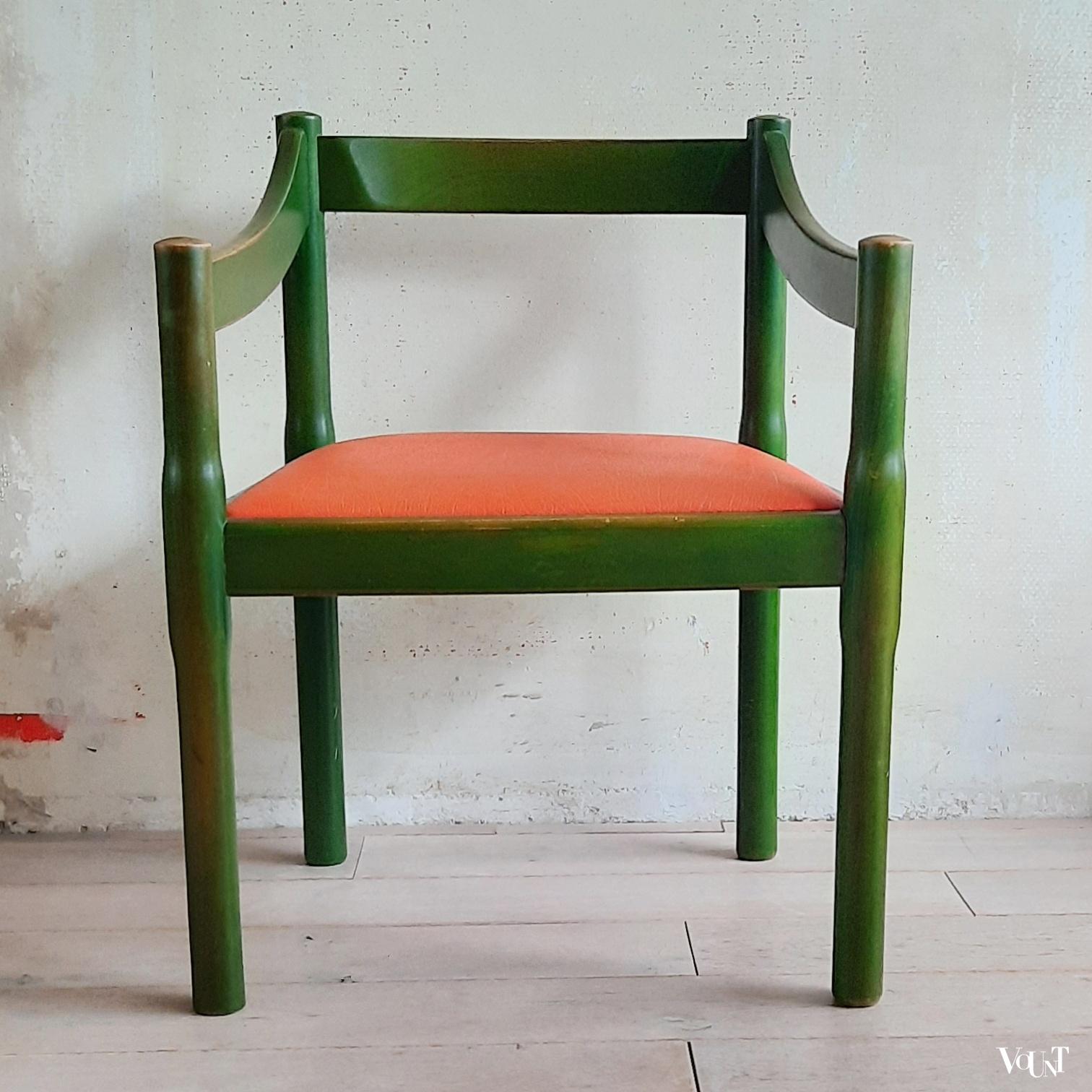 Groene Carimate stoel, Vico Magistretti voor Cassina, jaren '60/'70