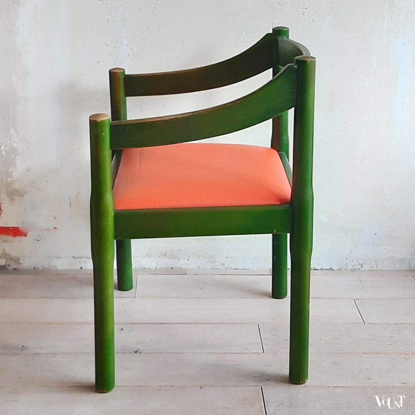 Groene Carimate stoel, Vico Magistretti voor Cassina, jaren '60/'70