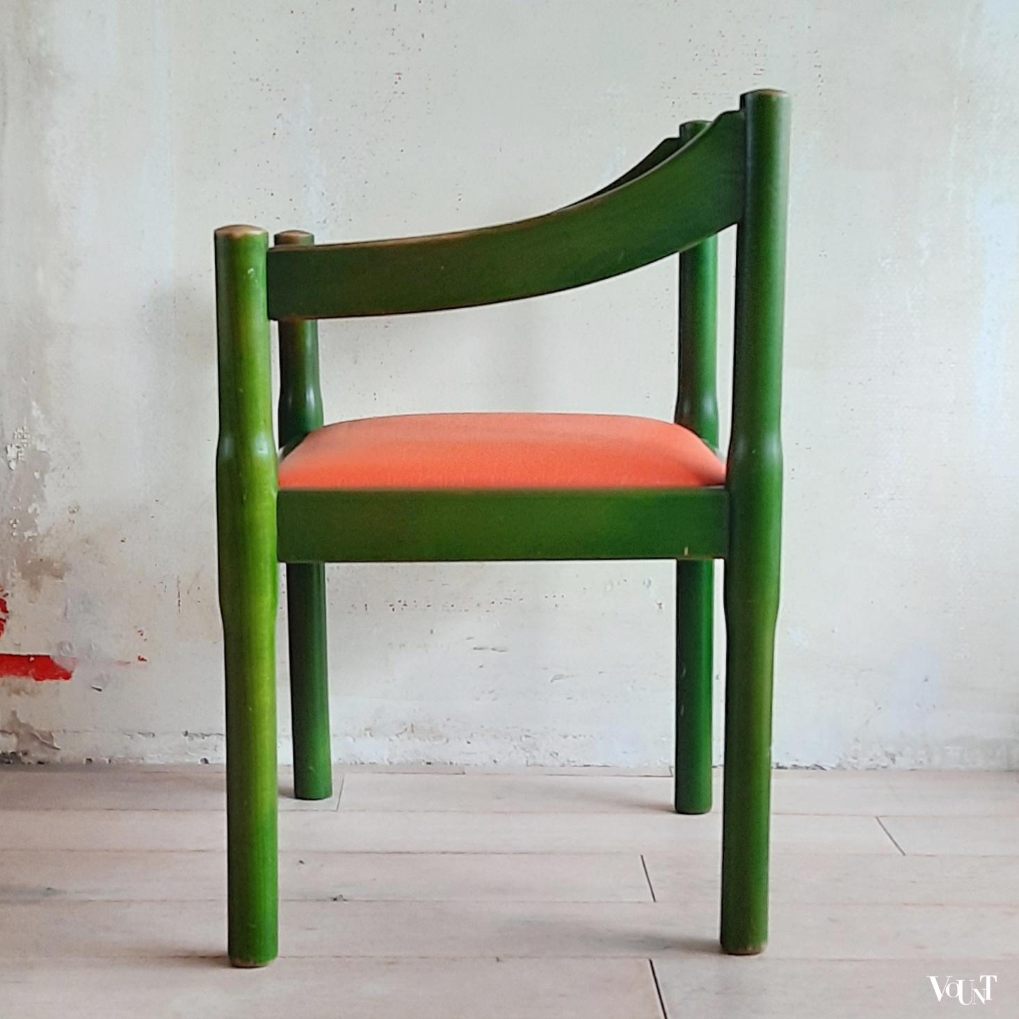 Groene Carimate stoel, Vico Magistretti voor Cassina, jaren '60/'70