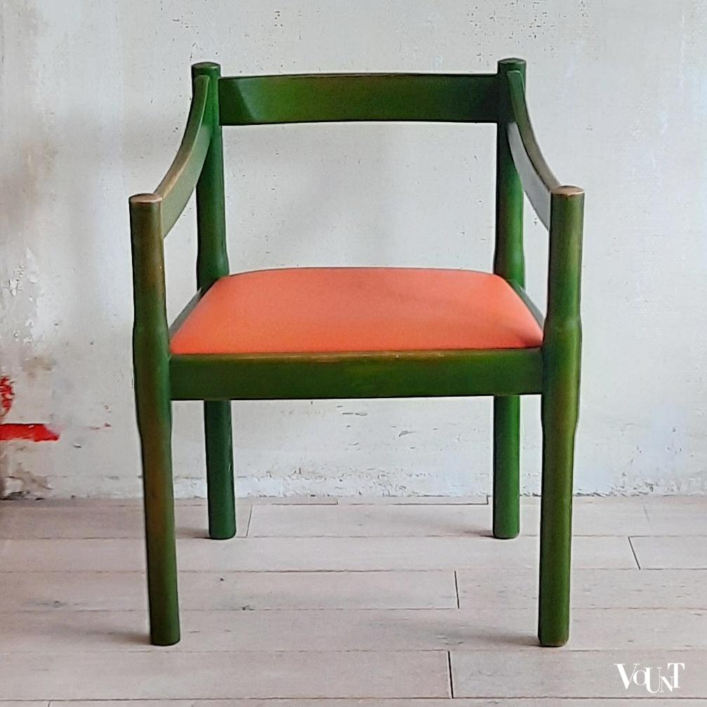 Groene Carimate stoel, Vico Magistretti voor Cassina, jaren '60/'70