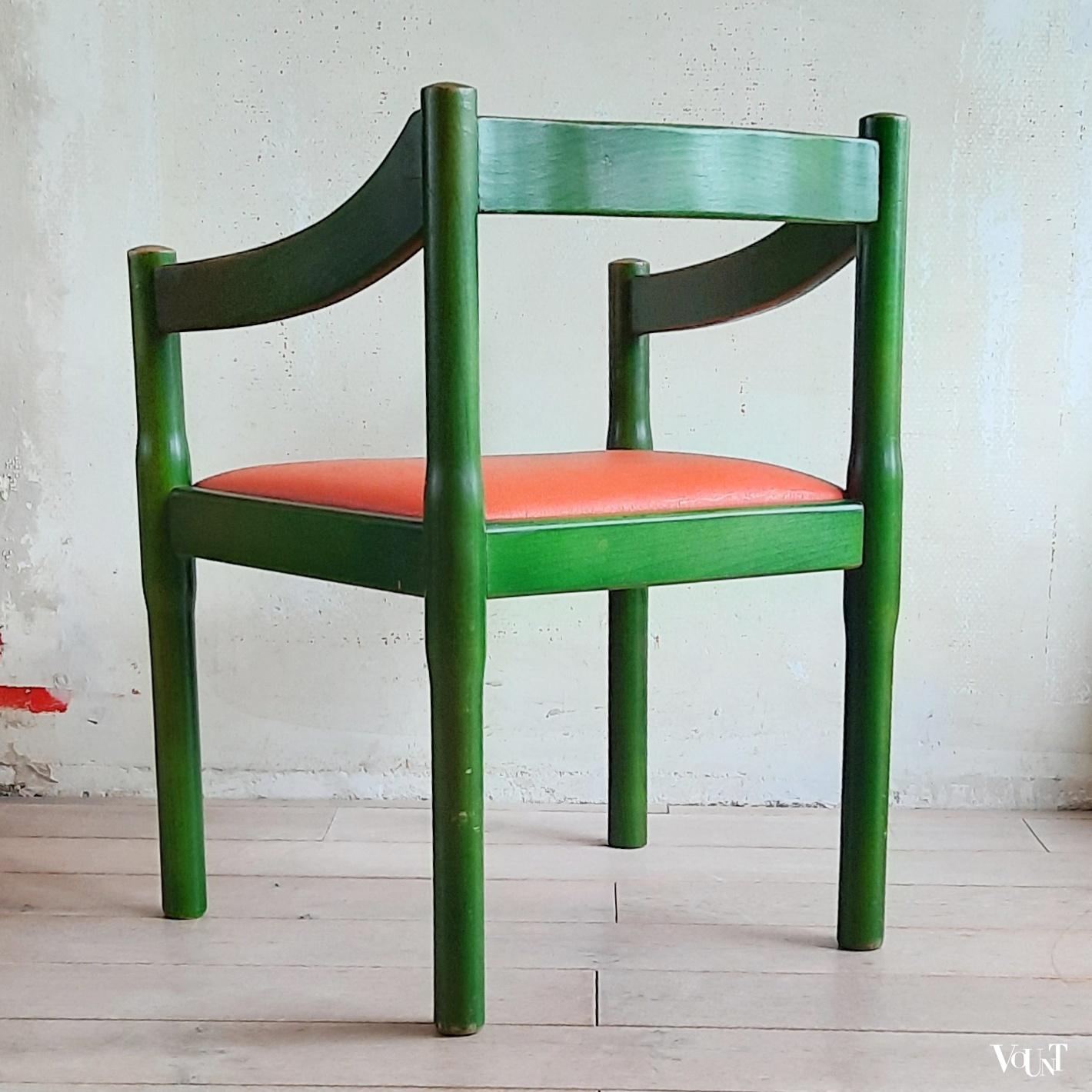Groene Carimate stoel, Vico Magistretti voor Cassina, jaren '60/'70