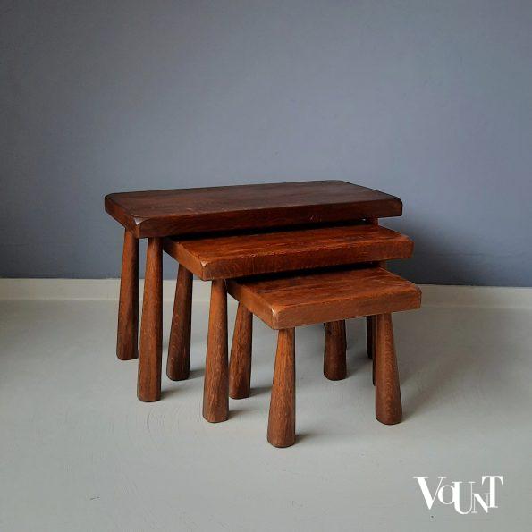 Set van 3 brutalist bijzettafels, jaren '60