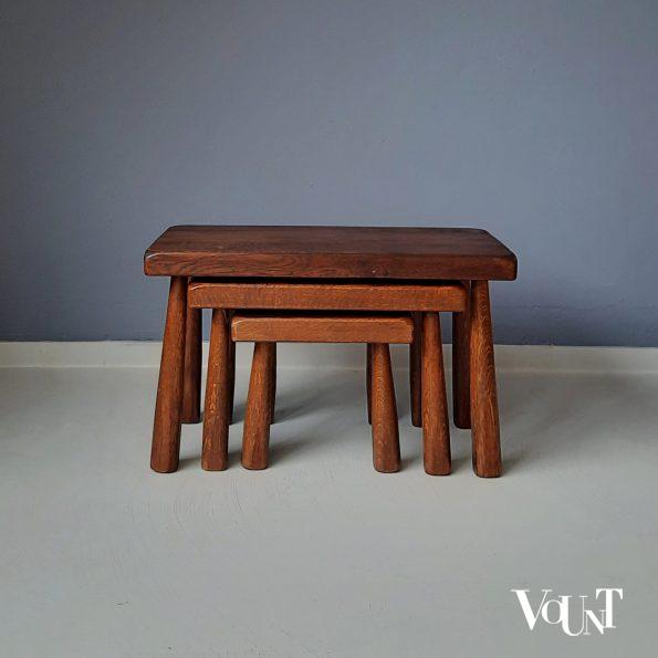 Set van 3 brutalist bijzettafels, jaren '60