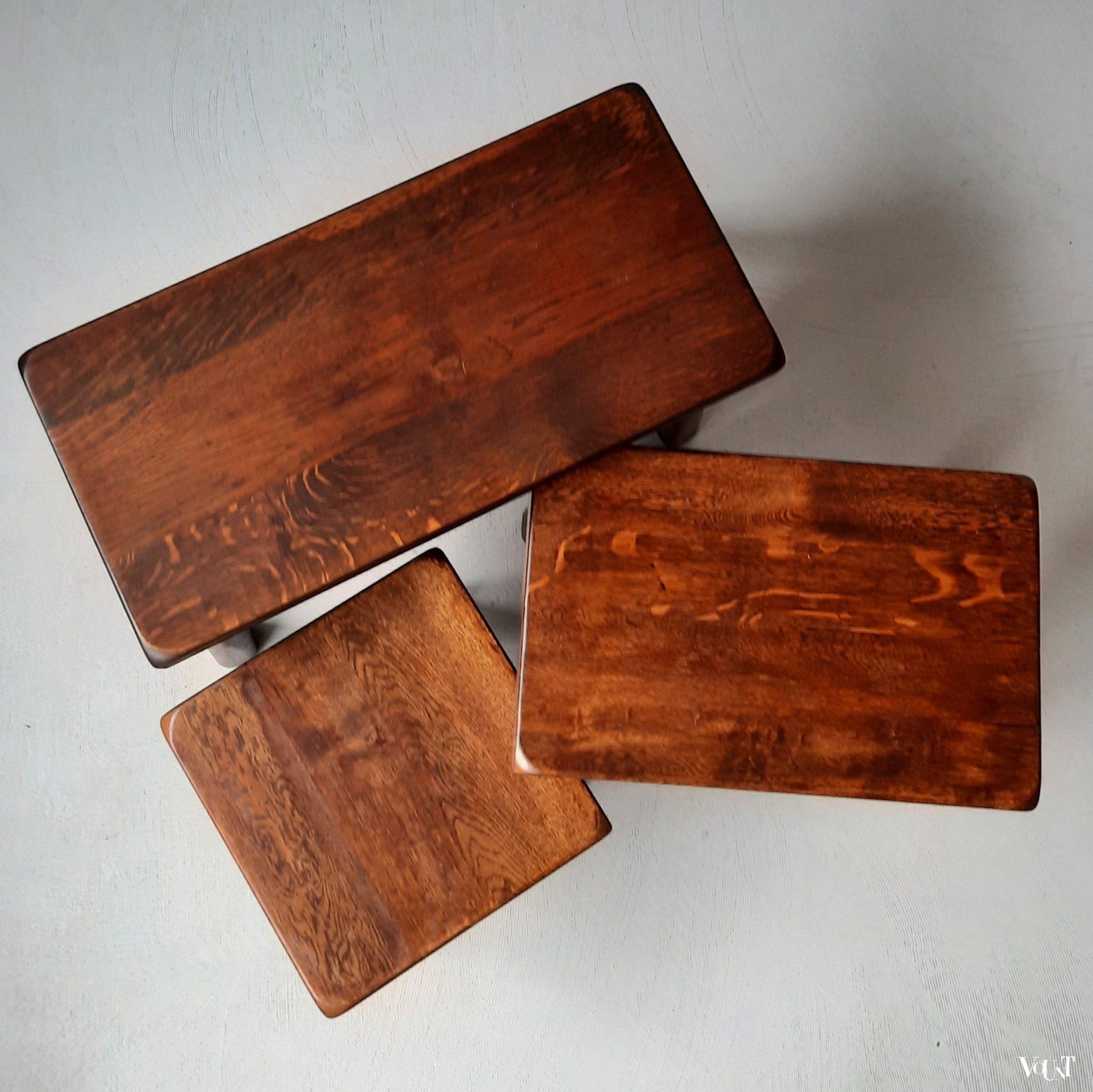 Set van 3 brutalist bijzettafels, jaren '60