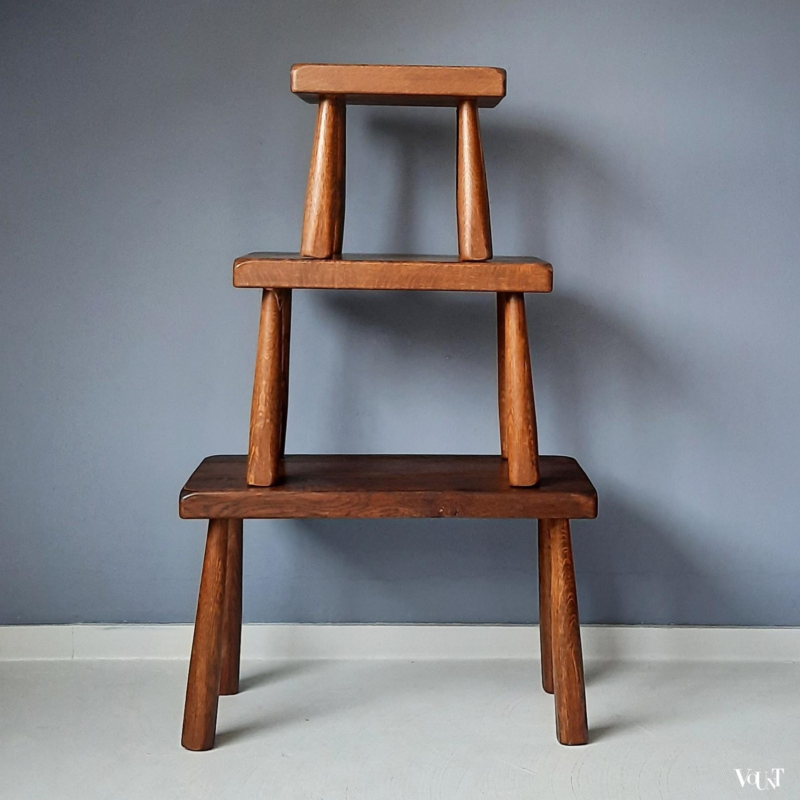 Set van 3 brutalist bijzettafels, jaren '60