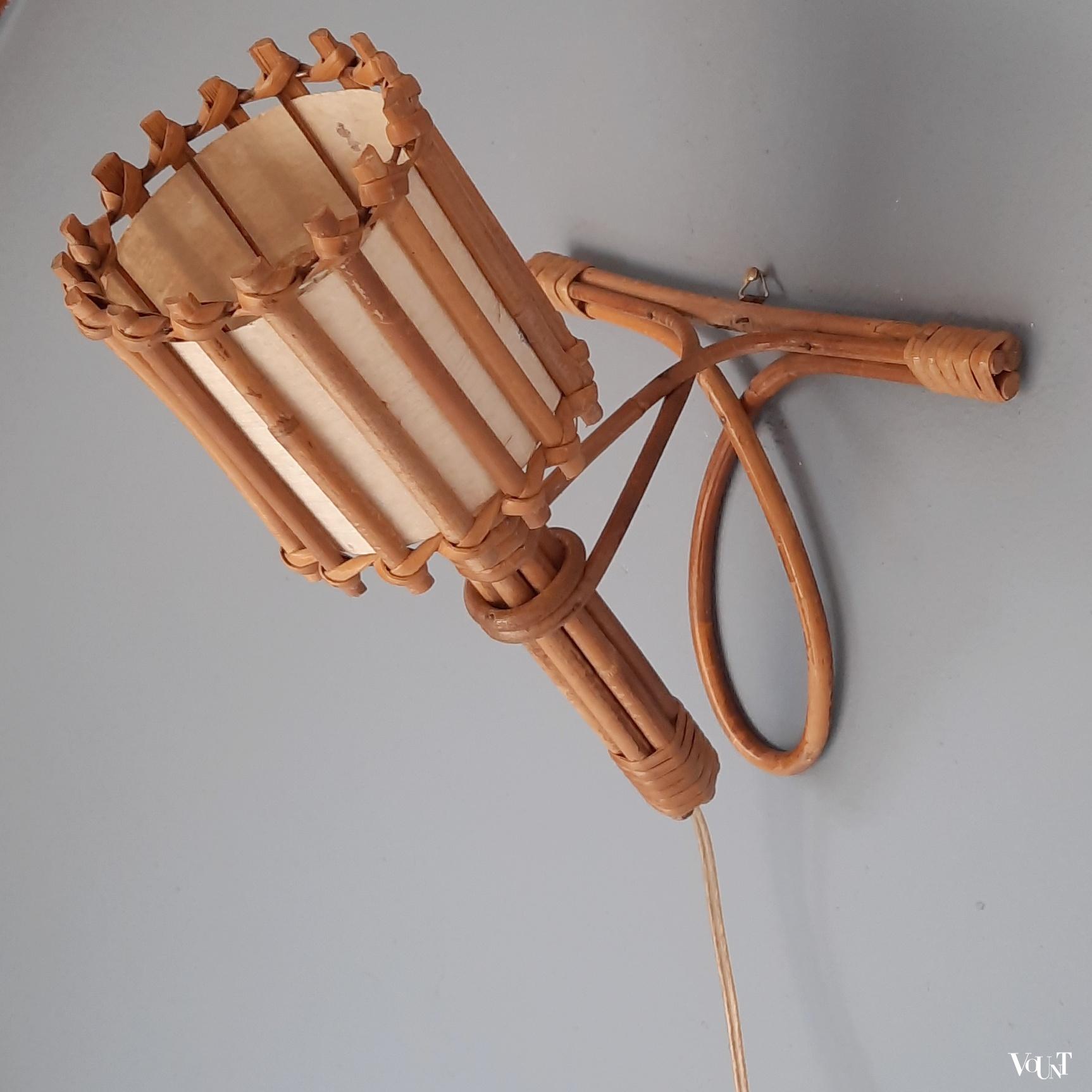 Frans rotan wandlampje, jaren '60