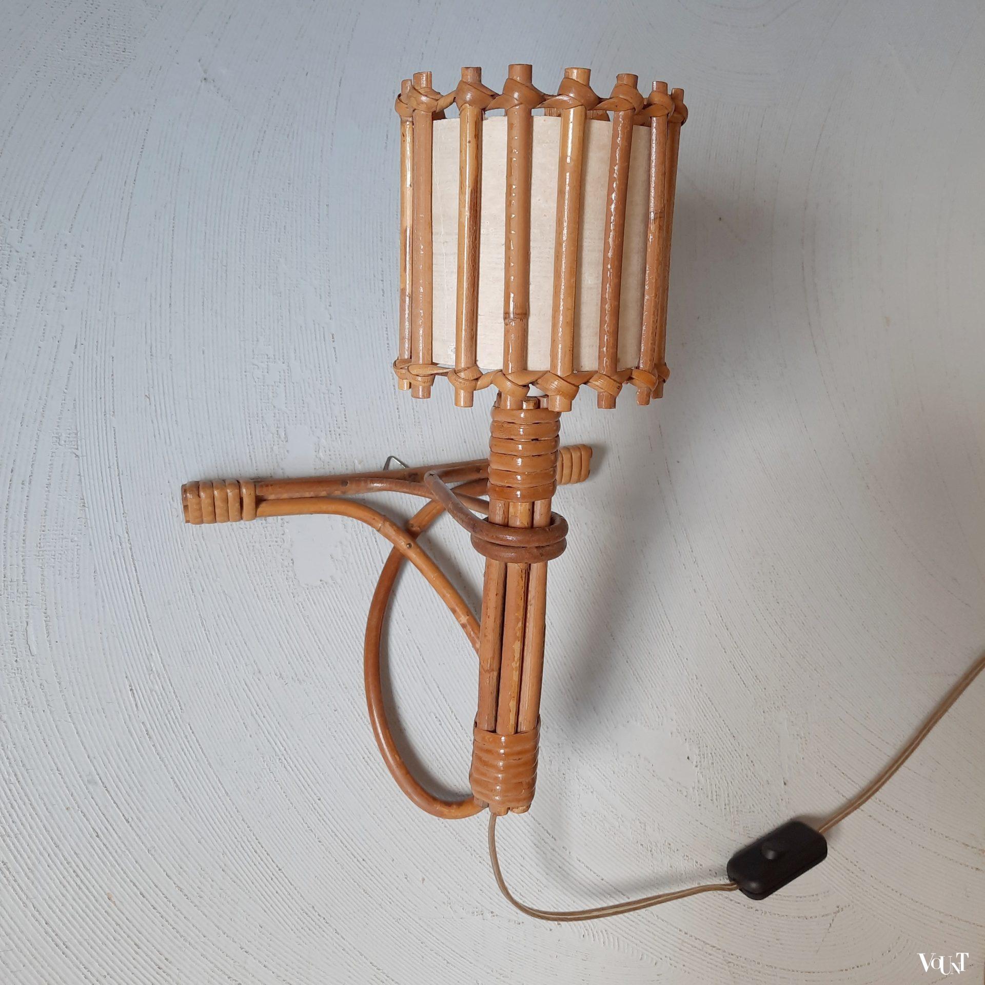 Frans rotan wandlampje, jaren '60