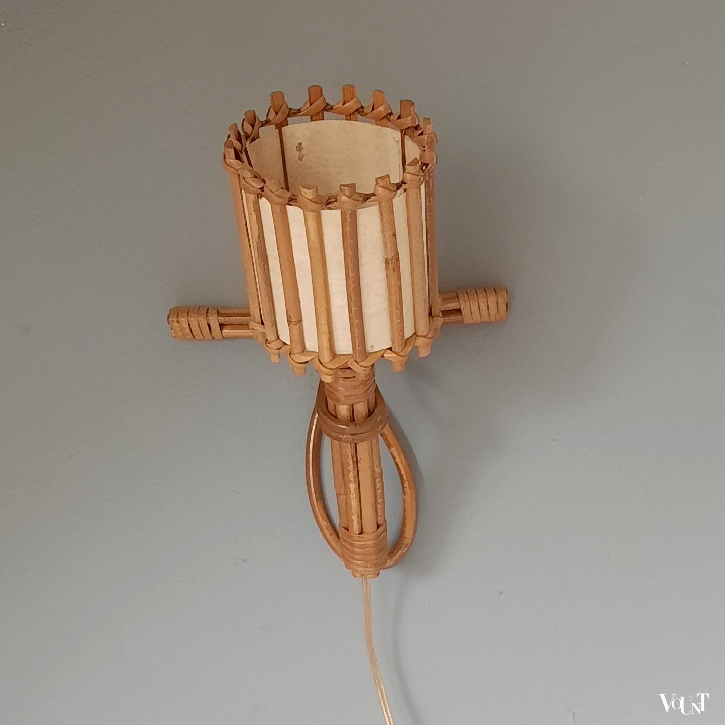 Frans rotan wandlampje, jaren '60