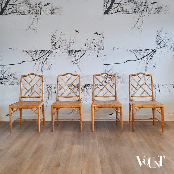 Set van 4 faux bamboo Chippendale stoelen, jaren '80