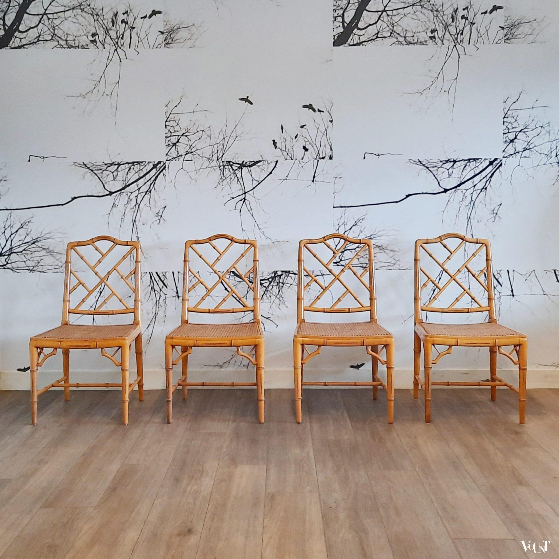 Set van 4 faux bamboo Chippendale stoelen, jaren '80