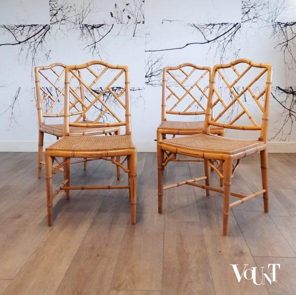 Set van 4 faux bamboo Chippendale stoelen, jaren '80