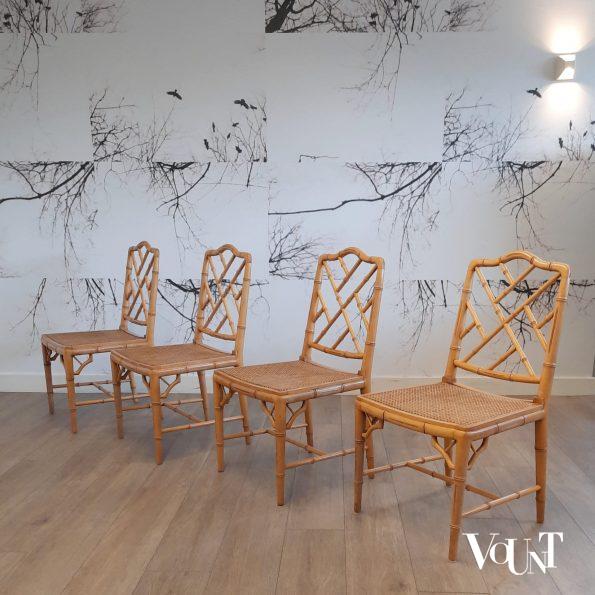 Set van 4 faux bamboo Chippendale stoelen, jaren '80