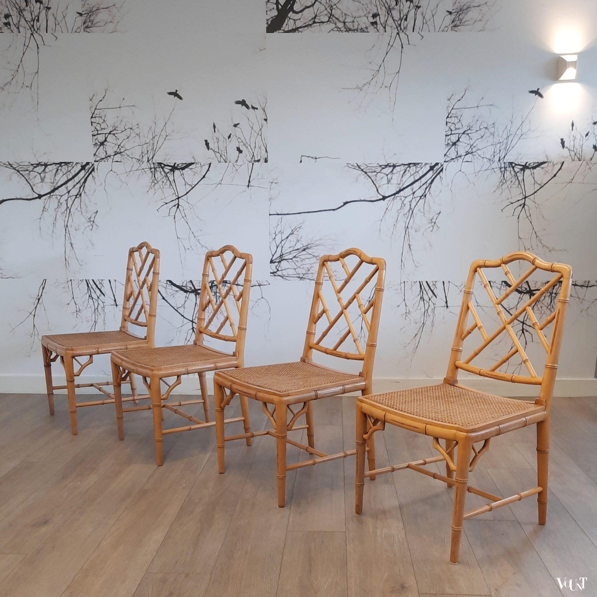 Set van 4 faux bamboo Chippendale stoelen, jaren '80