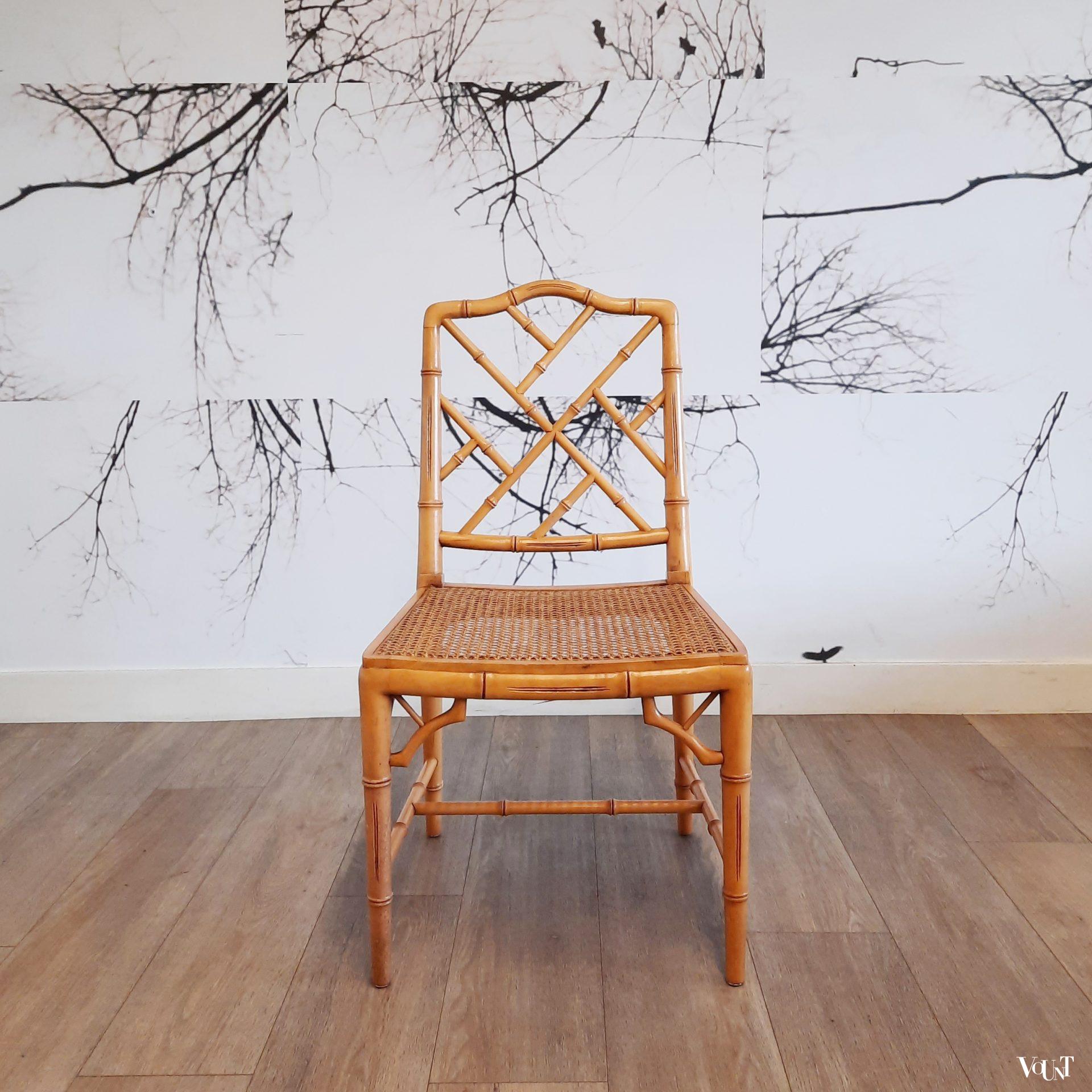 Set van 4 faux bamboo Chippendale stoelen, jaren '80