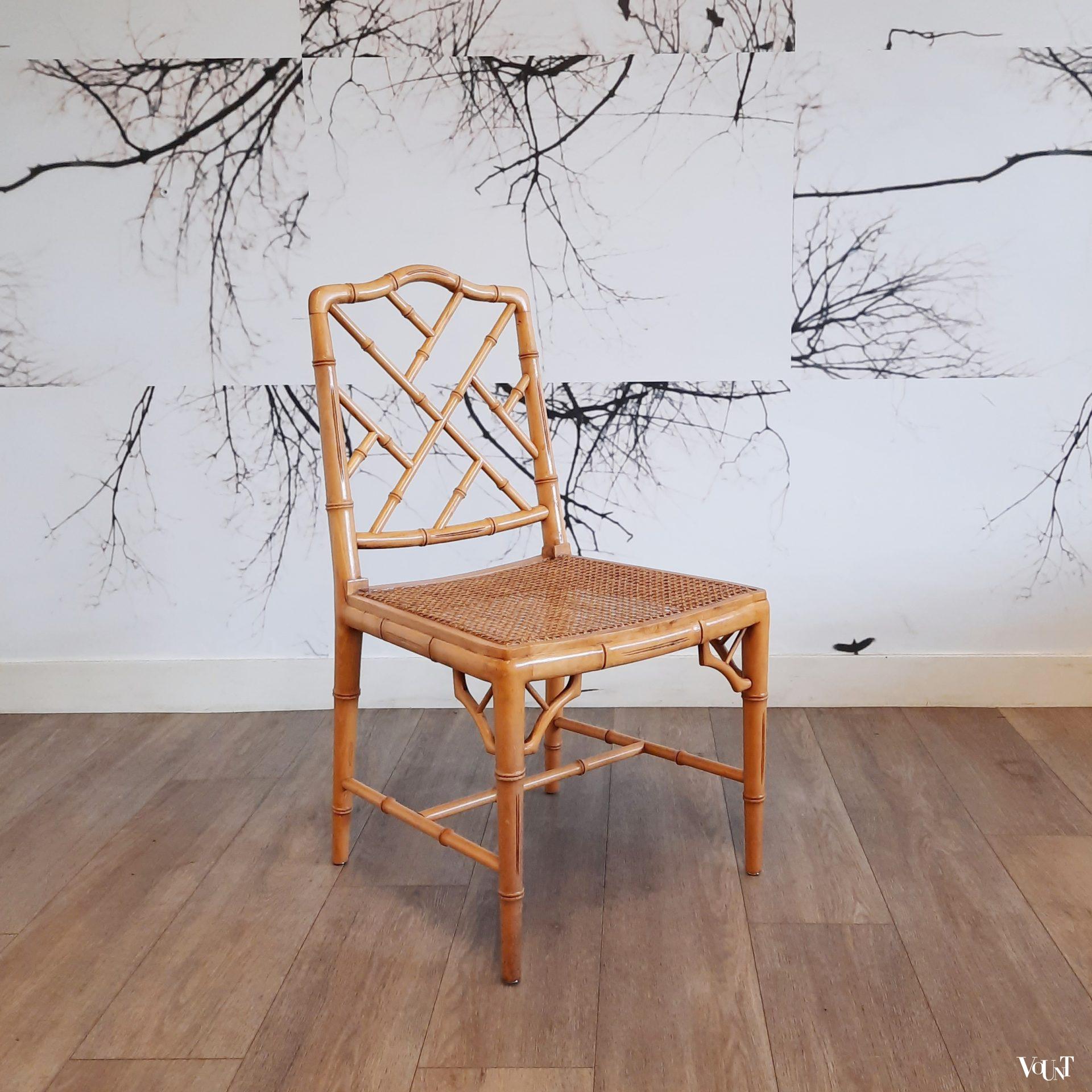 Set van 4 faux bamboo Chippendale stoelen, jaren '80