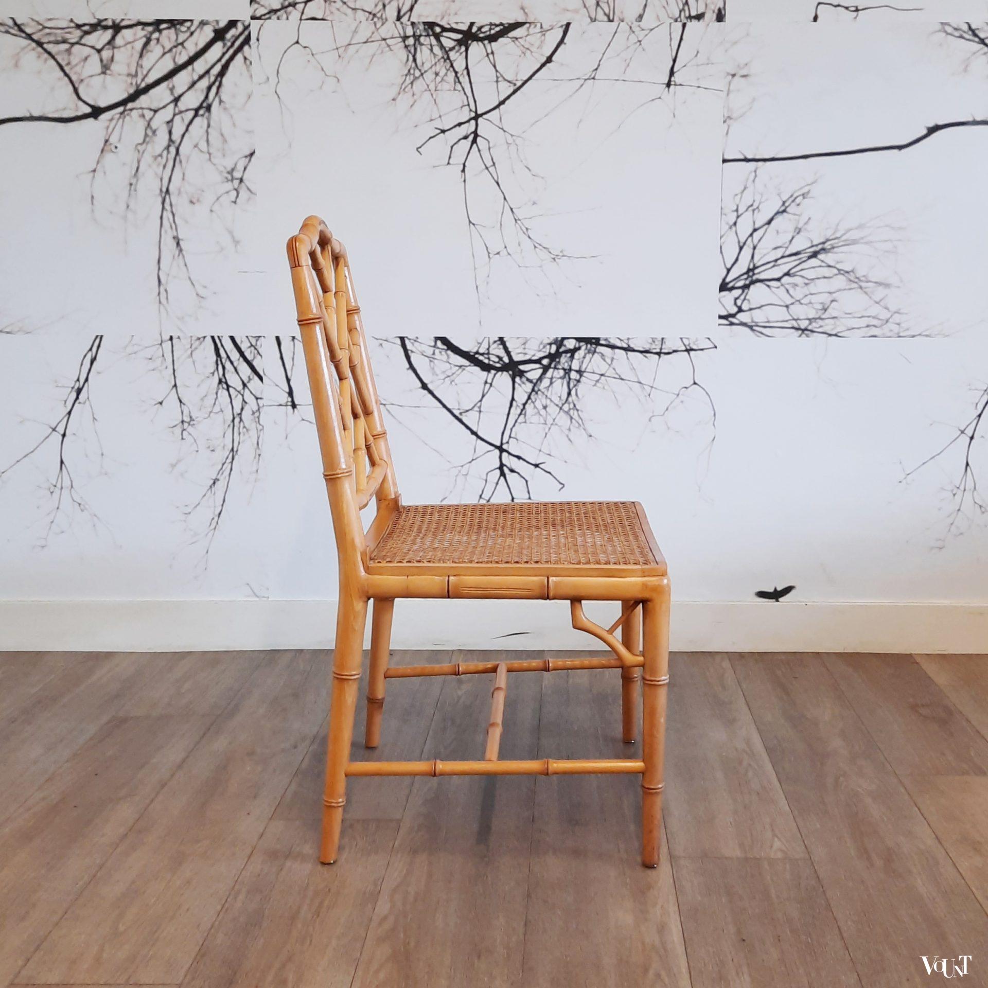 Set van 4 faux bamboo Chippendale stoelen, jaren '80