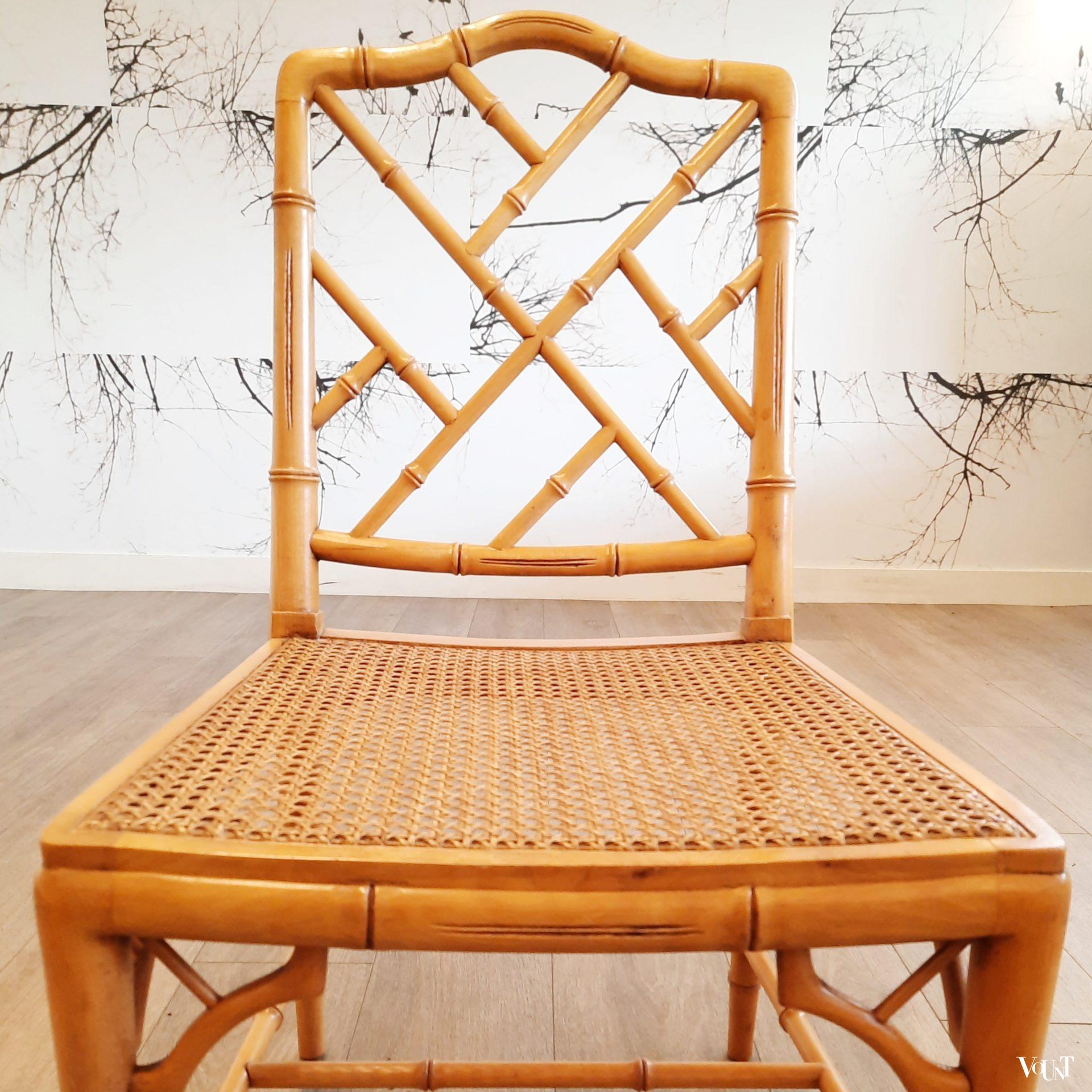 Set van 4 faux bamboo Chippendale stoelen, jaren '80