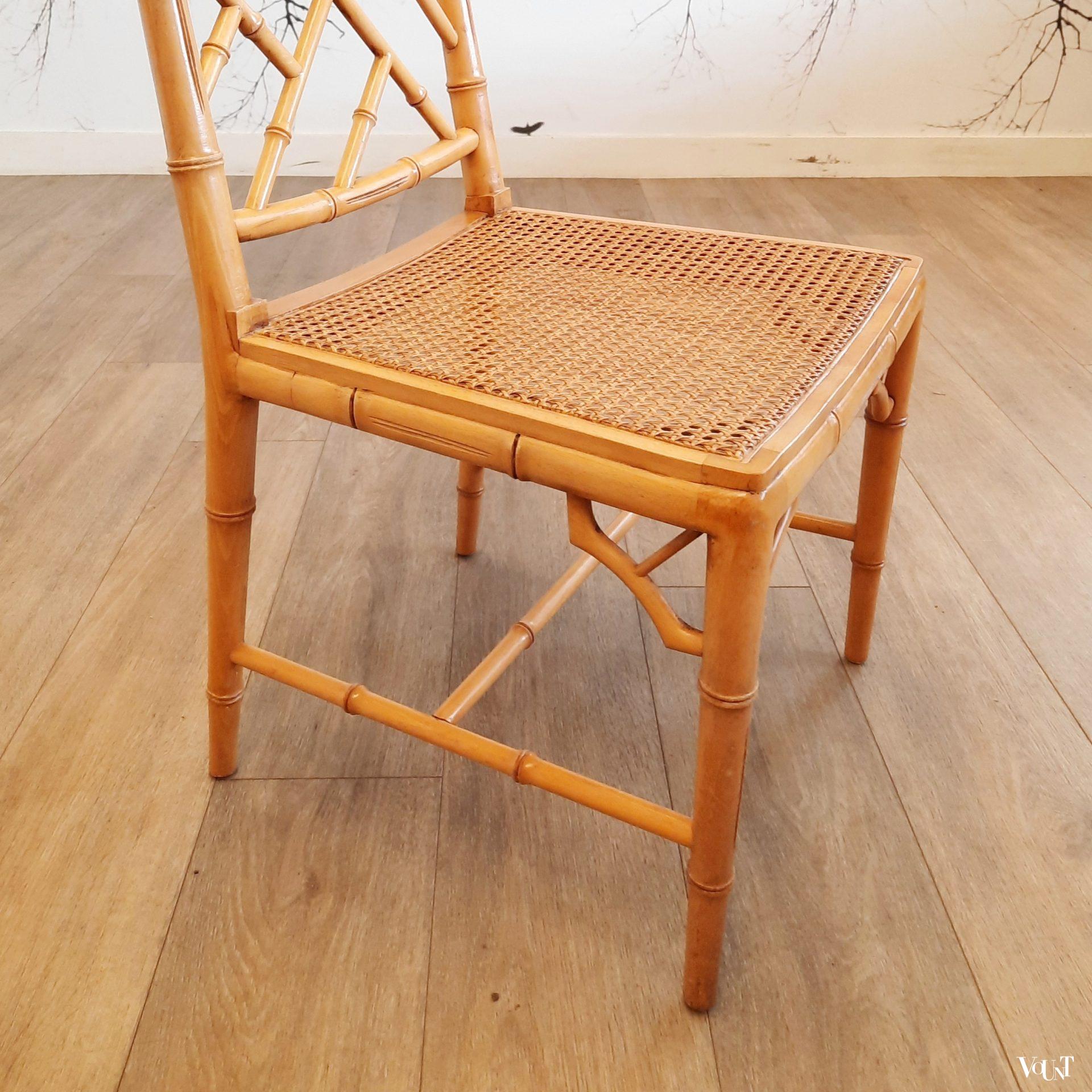 Set van 4 faux bamboo Chippendale stoelen, jaren '80