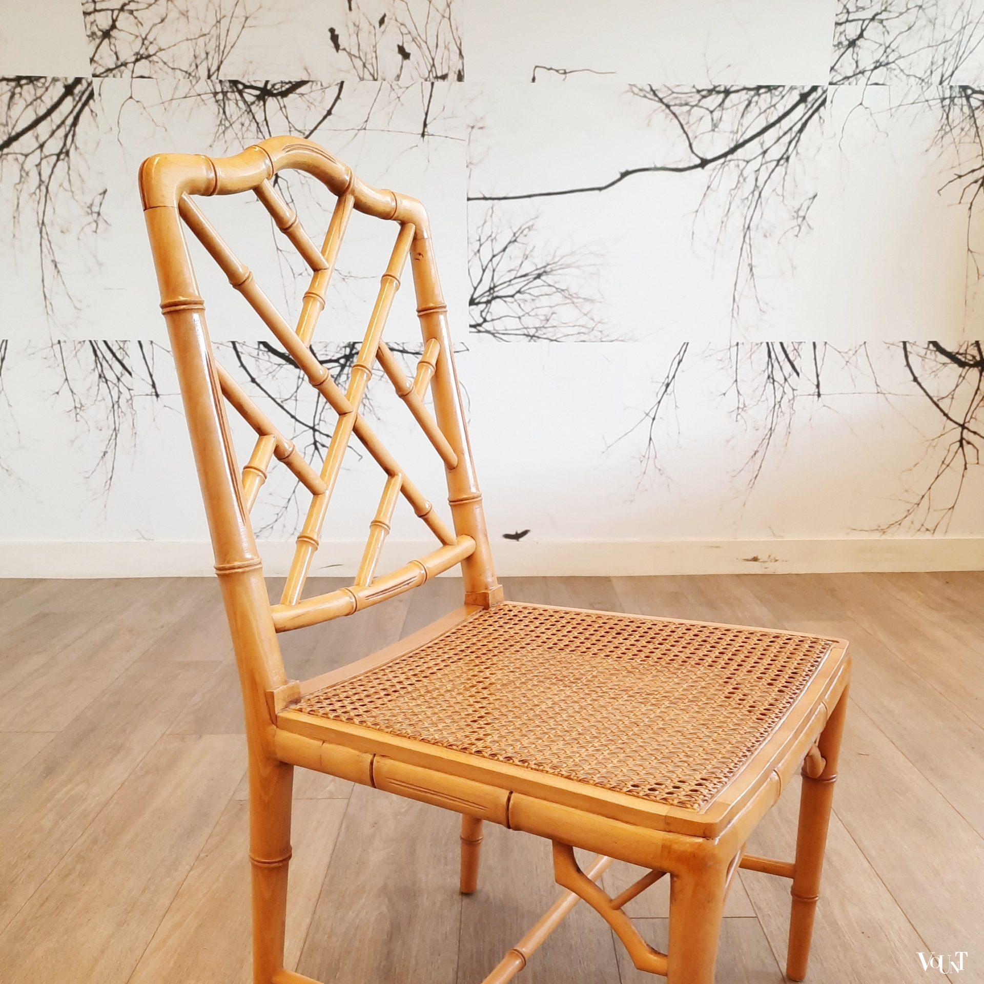 Set van 4 faux bamboo Chippendale stoelen, jaren '80