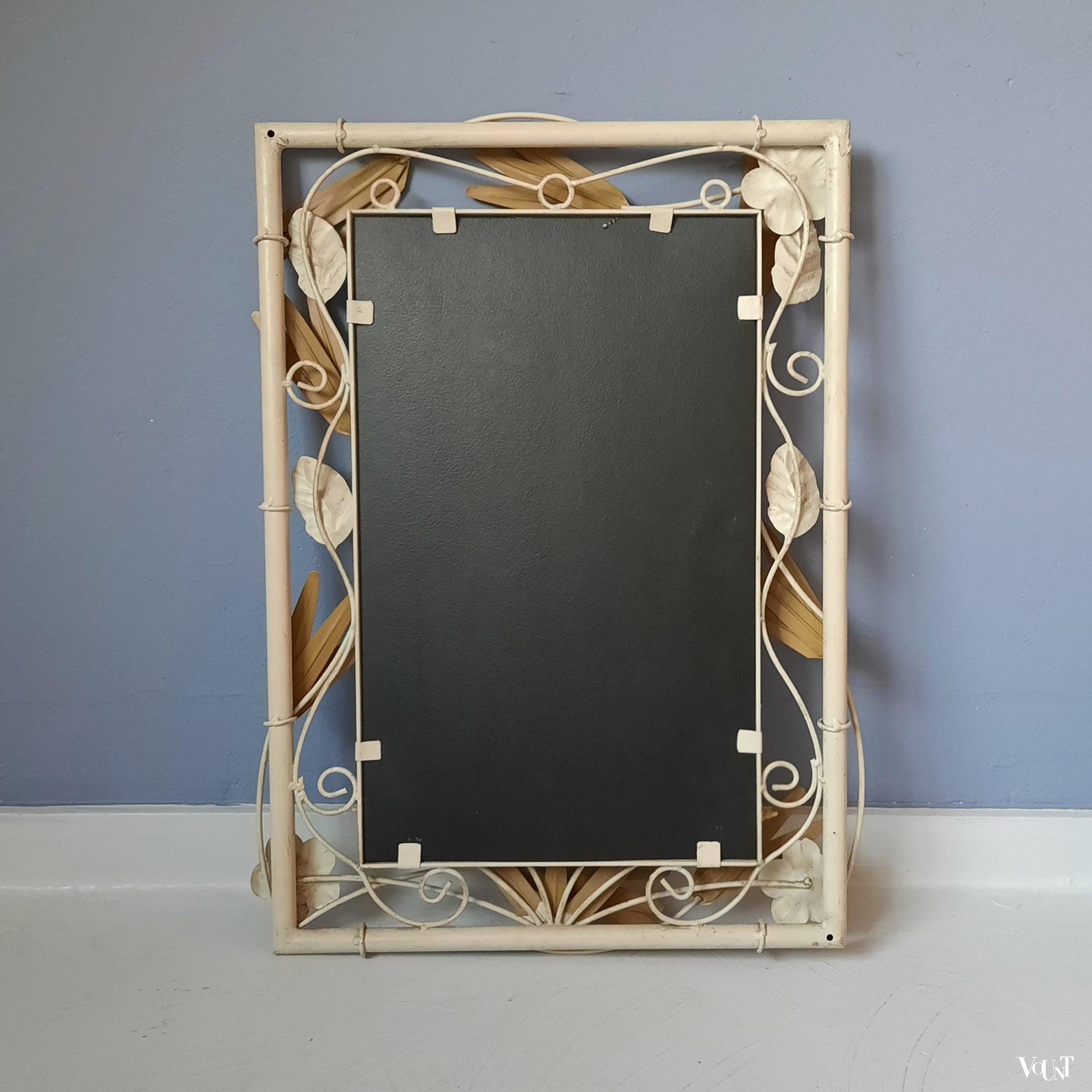 Franse metalen spiegel bloemen en bladeren, jaren '60