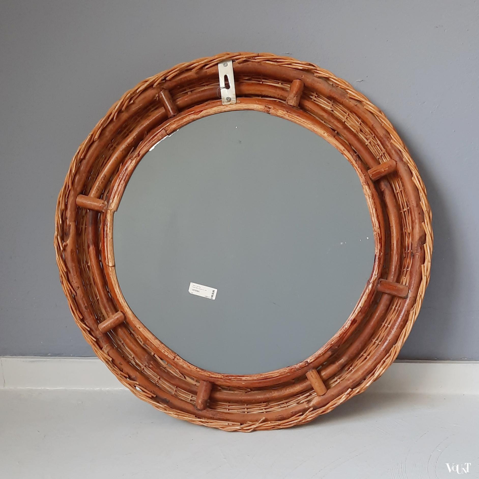 Grote ronde rotan spiegel Venna, Ikea, 2003