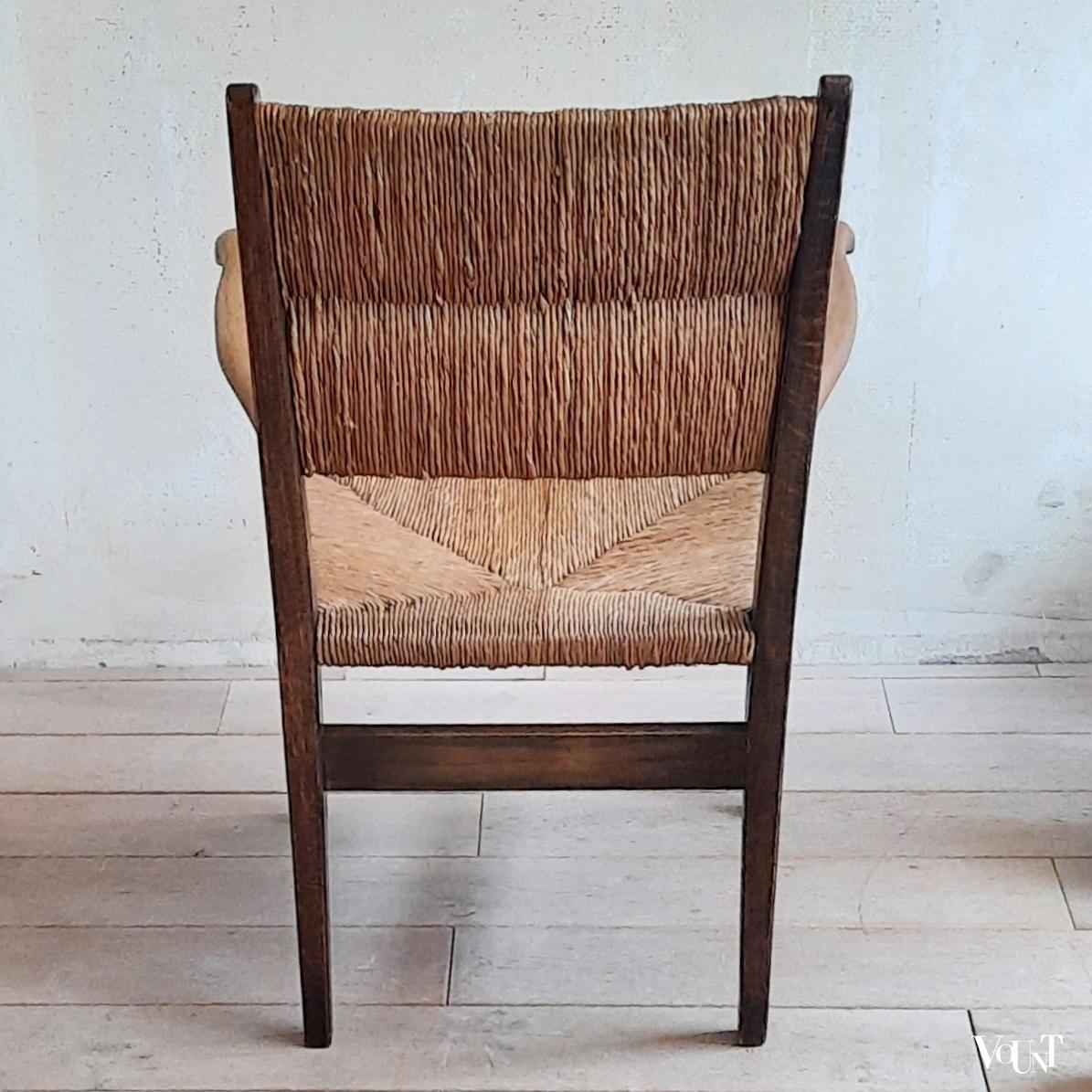 Houten stoel / fauteuil met biezen zitting, Duitsland, jaren '30